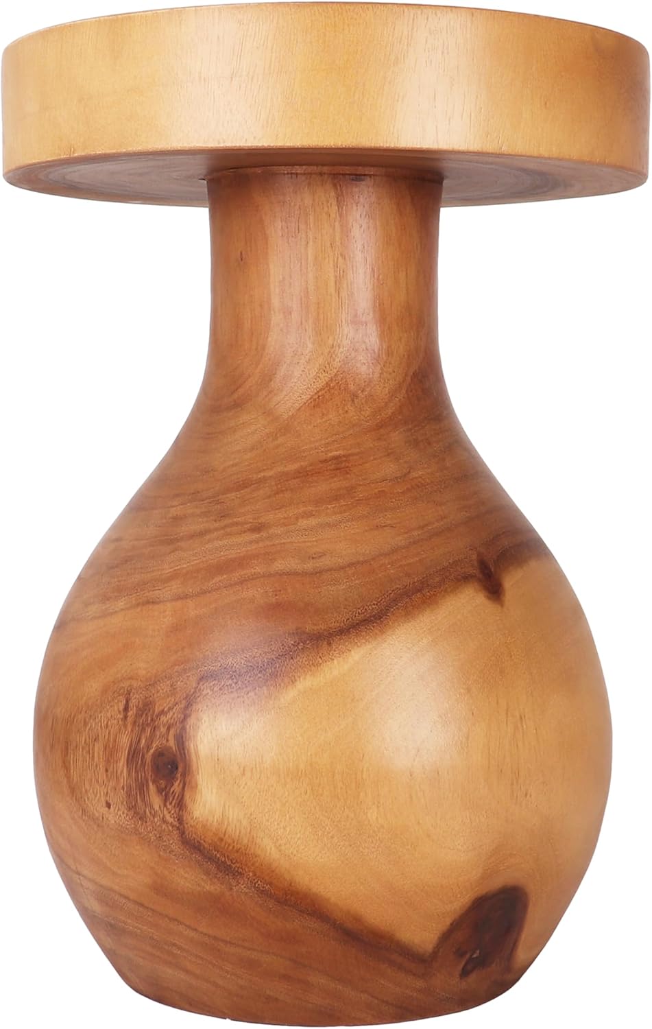 Rutledge & King Creston Wood End Table - Small Round Side Table - Suar Wood Side Table - Round Nightstand/Small Accent Table - Round End Tables Living Room - Wooden Side Table