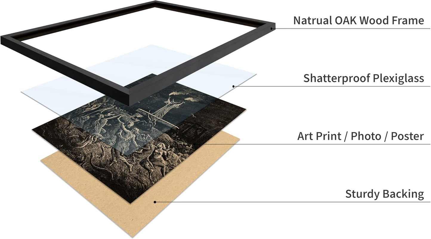 Poster Master Vintage Gustave Dore Poster - Retro Illustration Print - Gift for Gothic, Horror Fan - Dance of Sabbath, Witch, Magic, Spell - Wall Decor for Bedroom, Dorm, 8x10 Black Framed