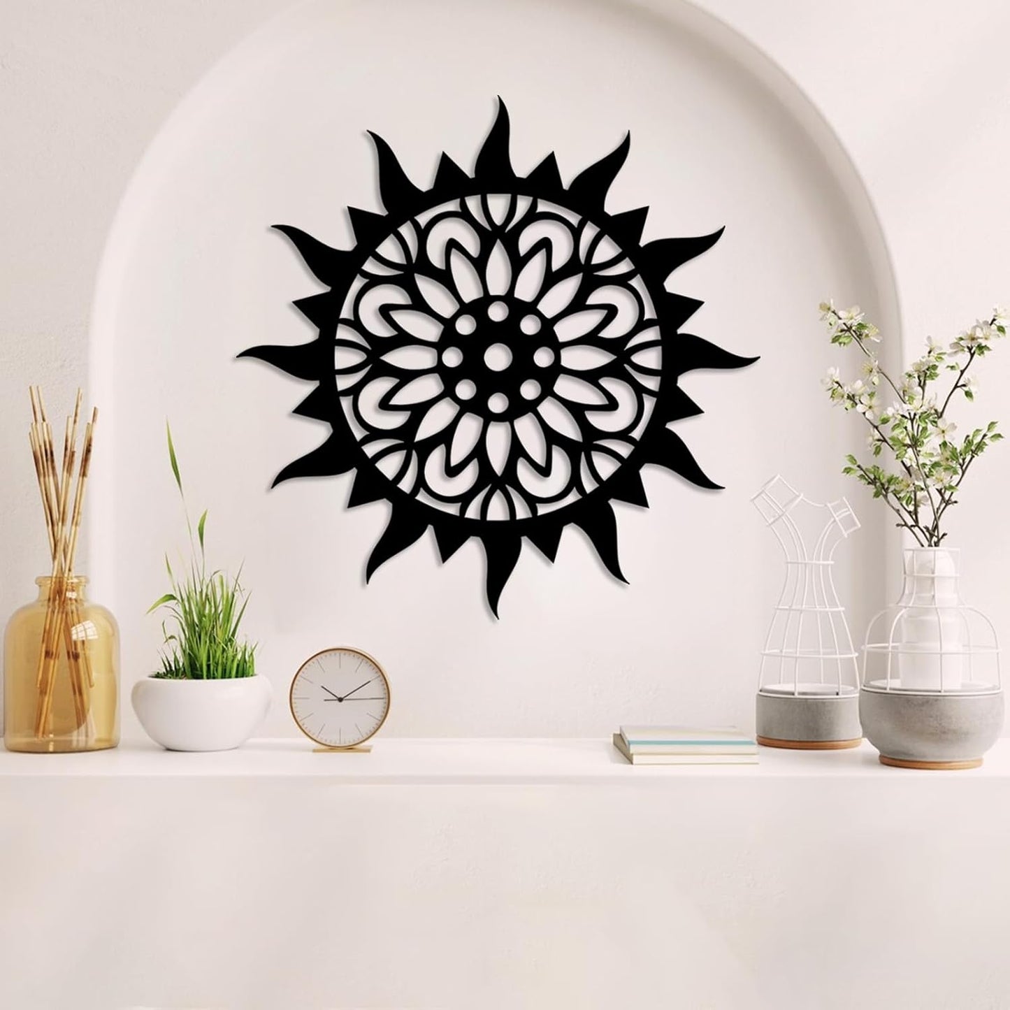 Sunburst Metal Wall Decor, Unique Sun Flower Design, Outdoor & Indoor Wall Art for Living Room, Bedroom, or Patio, Home Decor (Gold, 28"x28"|70x70cm)