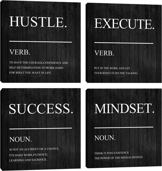 Motivational Success Wall Art Decor Inspirational Canvas Framed Office Wall Art Quotes Wall Decor Artwork,Positive Quote Poster Painting Home Decorations Wall Art for Living Room Bedroom 16”X16”X4