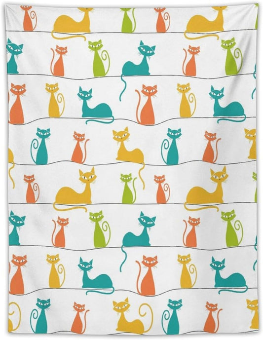 ICMOLYYENLO Boho Medieval Cat Tapestry, Abstract Atomic Starburst Geometric Aesthetic Art Wall Hanging For Bedroom Living Room Dormitory 30x40 Inches