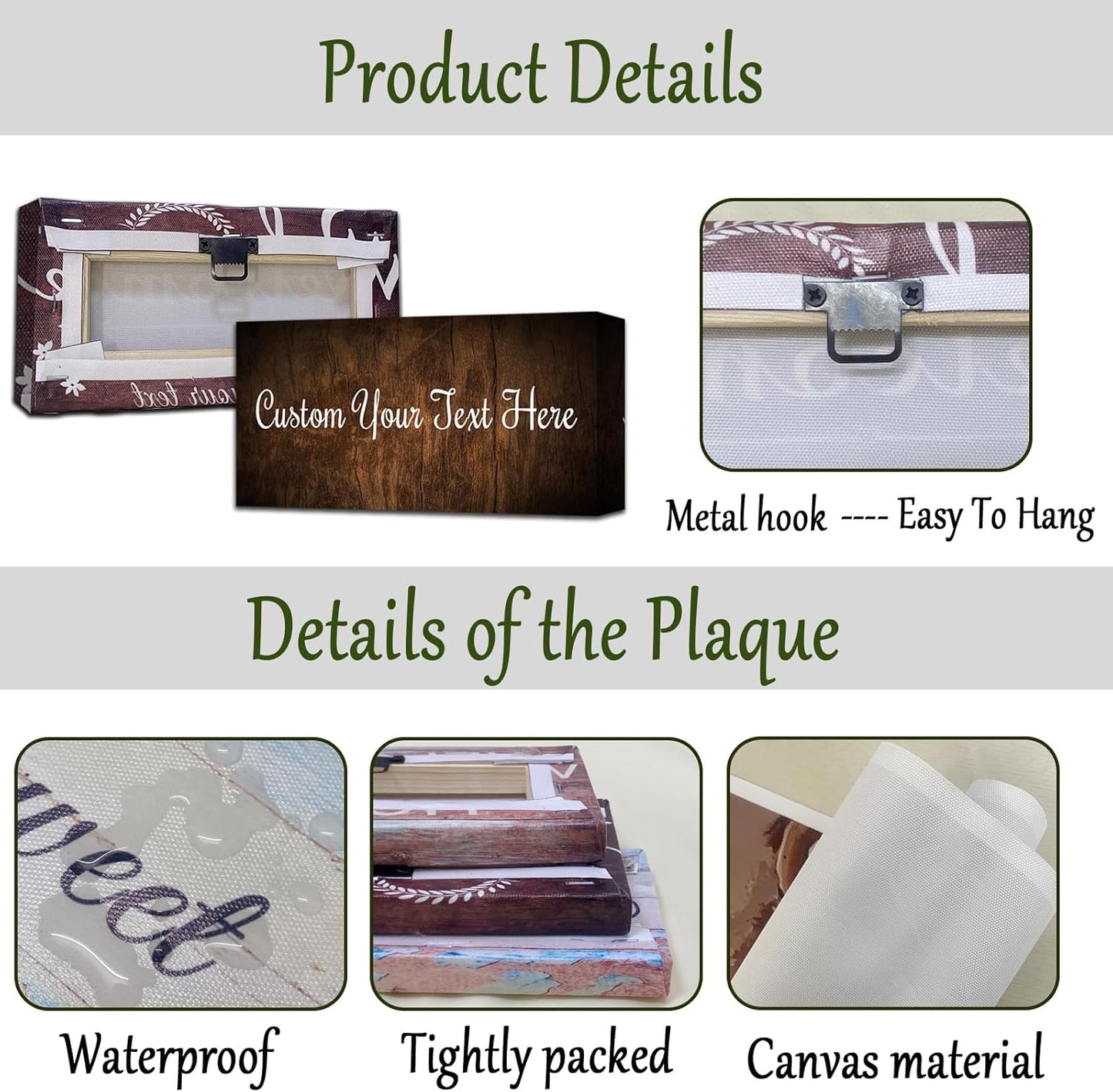 CHAOSETKEN Custom Text Sign Wall Art Personalized Family Quote Wall Decor Family Sign Canvas Prints Customized Wood Text Quote Pictures Rustic Farmhouse Decor Framed (32L x 8W)