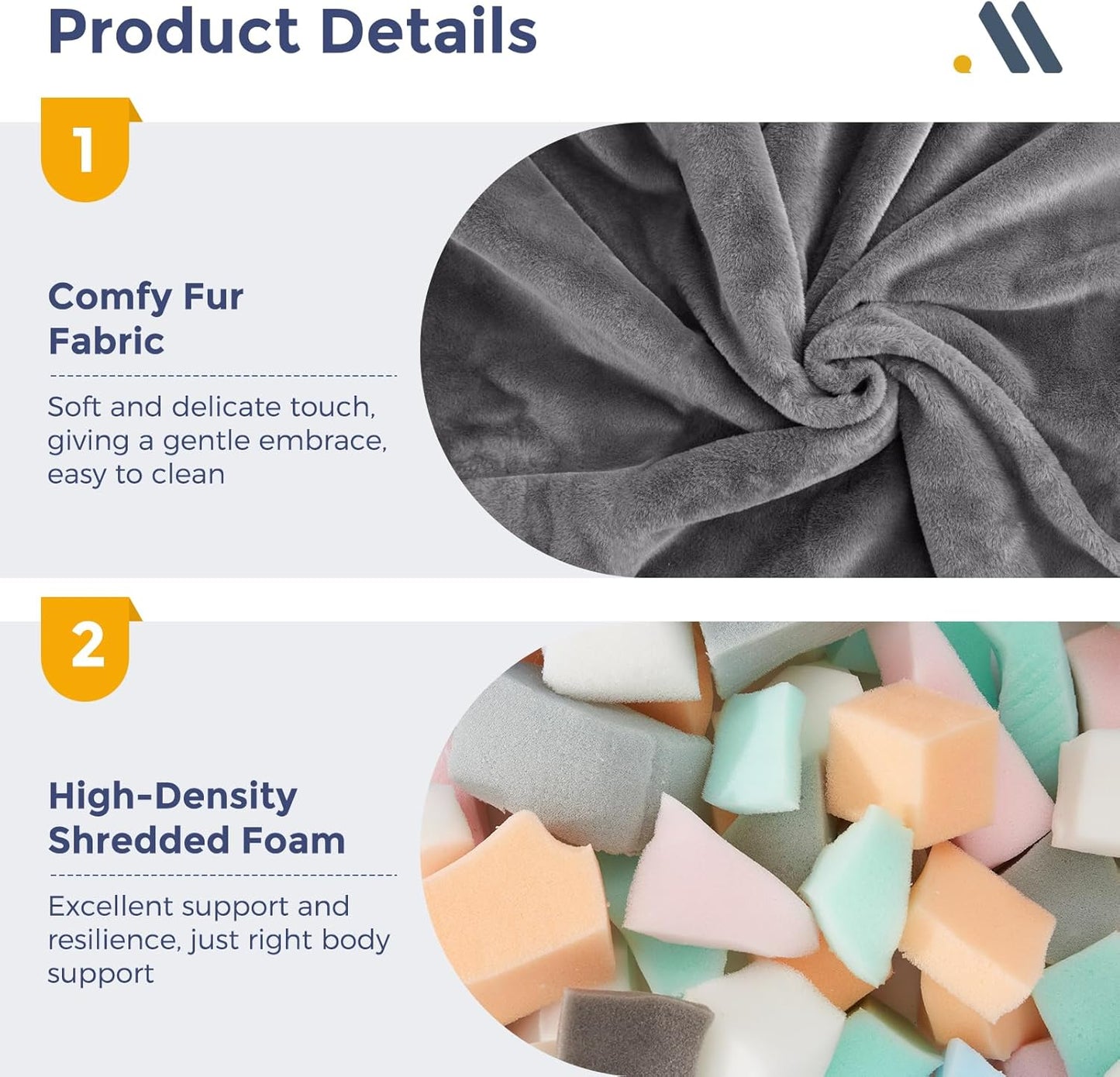 MAXYOYO Bean Bag Chair, Comfy Bean Bag Sofa with Back Support, Faux Fur Bean Bag Chair for Adults and Kids, Stuffed Floor Sofa for Living Room, Bedroom, Apartment, Grey