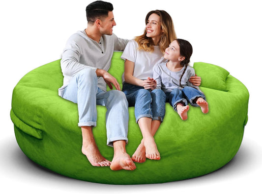 Bean Bag Chair for Adults 5FT,Soft Removable Cover for Teens/Girls Bedroom,Fluffy Giant Round Floor Beanbag Lounger Chairs (No Filler,Green)
