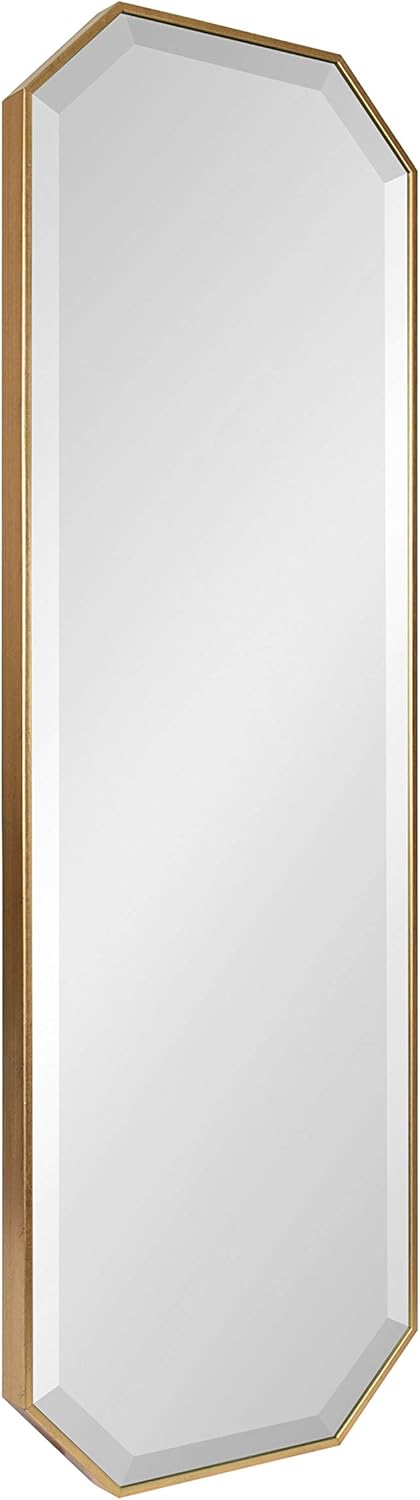 Kate and Laurel Rhodes Modern Full Length Framed Octagon Wall Mirror, 16 x 48, Gold, Decorative Glam Geometric Wall Accent