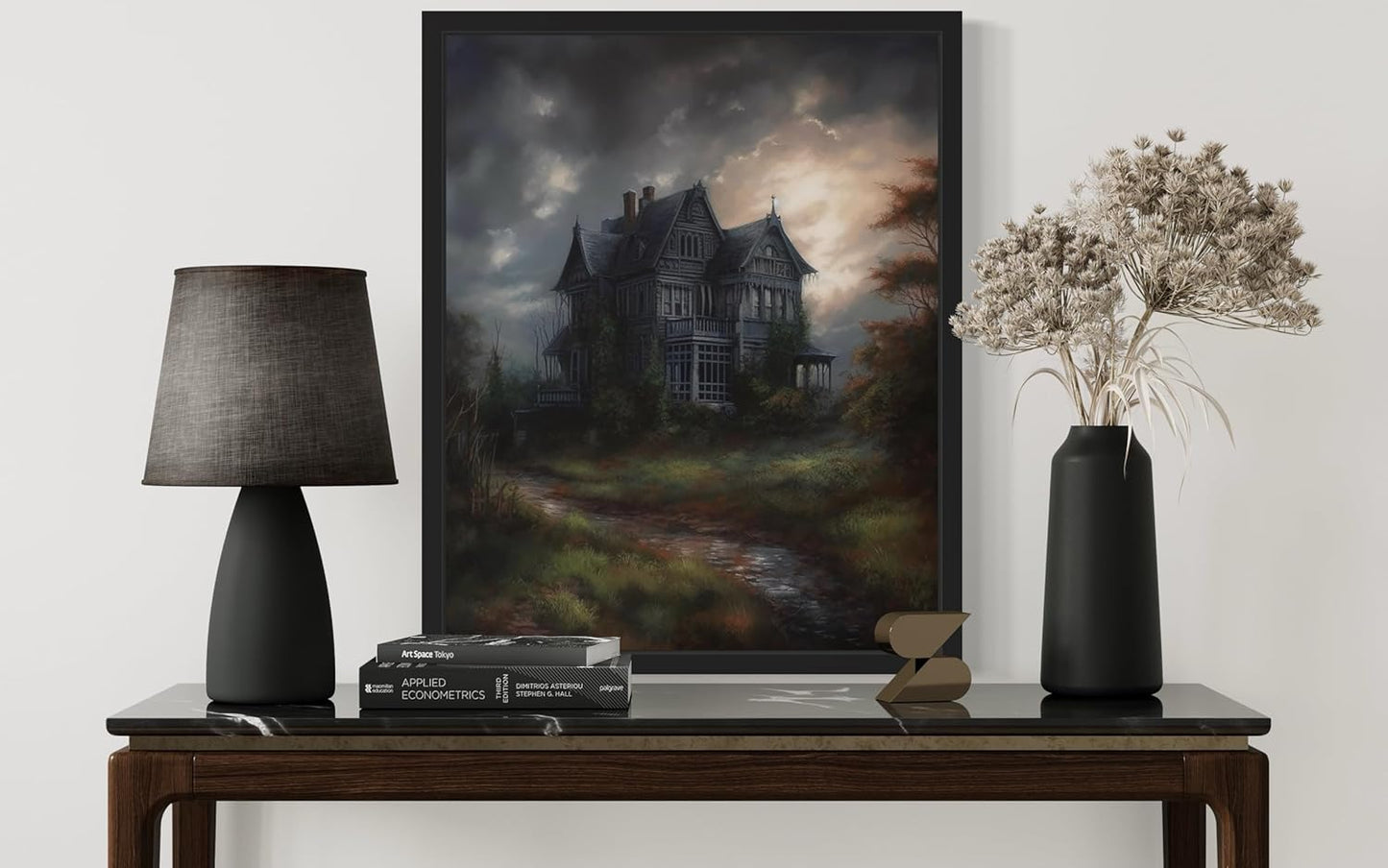 Haunted House Poster Art Print, Halloween Scary Vintage Wall Art Academia Spooky Painting Decoration for Horror Prints, Gothic Posters Bedroom Decor 89 (Haunted House, 8 x 10 inches, Unframed)