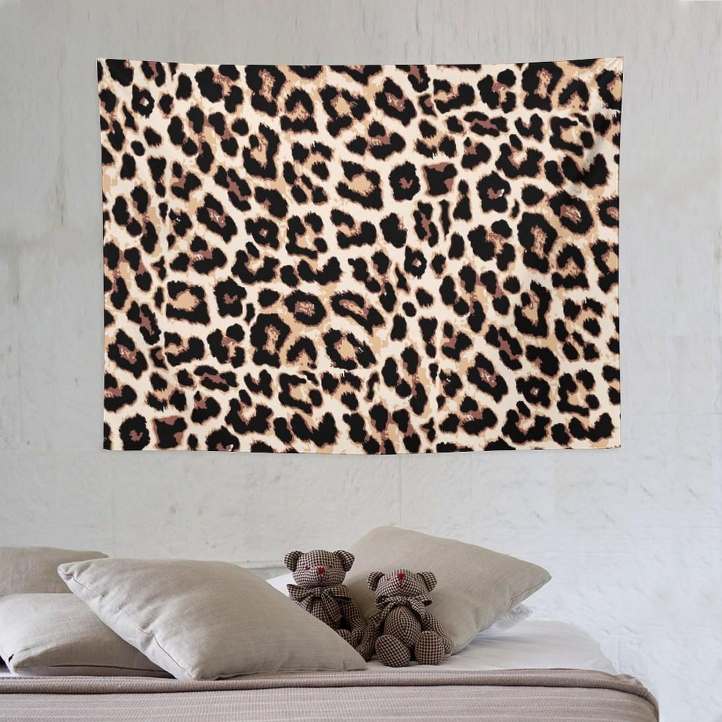 HZOHNAGO Leopard Print Tapestry Rustic Brown Leopard Wild Animal Printed Wall Tapestry Painting Wall Hanging for Bedroom Living Room Dorm 40" W x 30" H