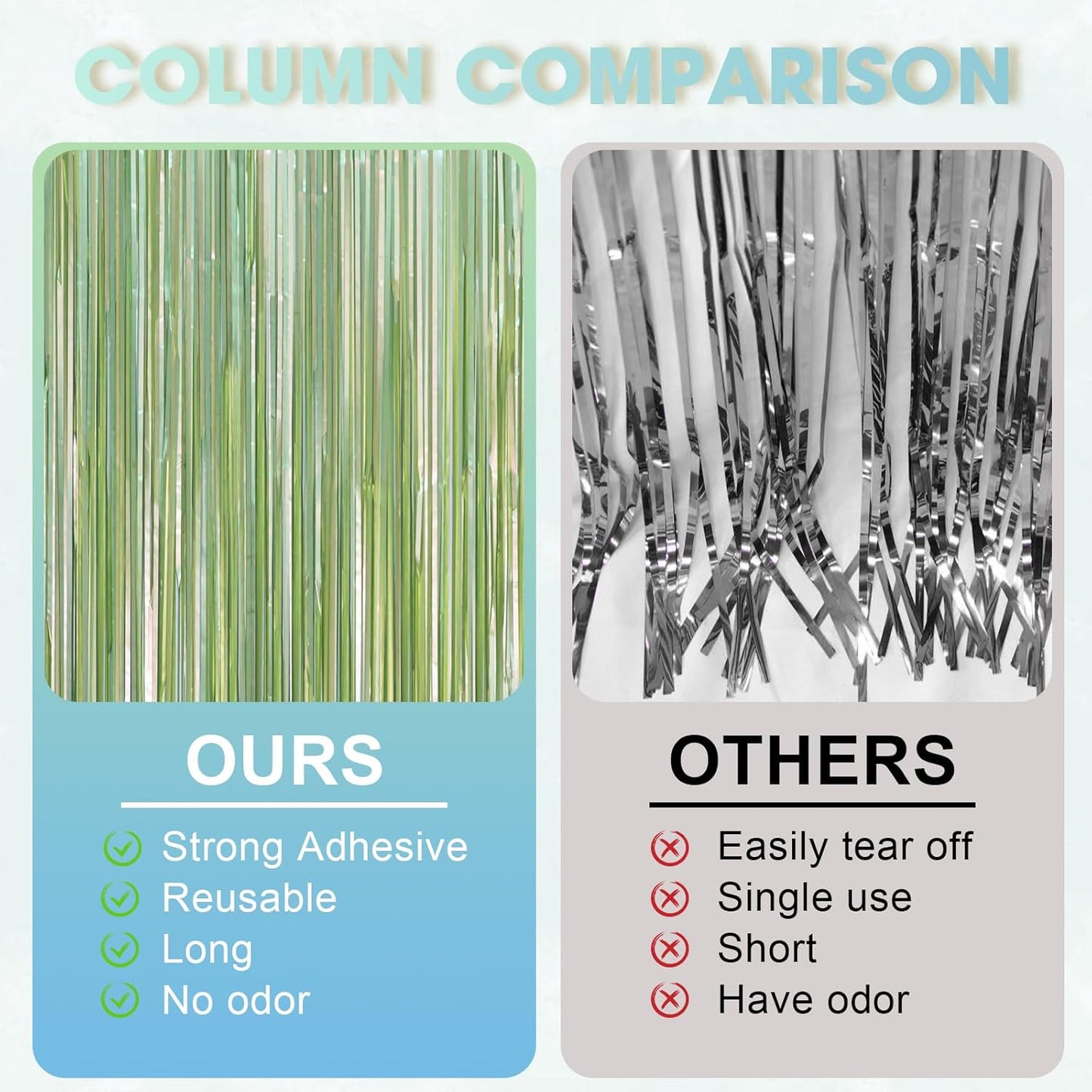 3 Pack 3.3 x 8.2 ft Sage Green Foil Fringe Backdrop Curtains, Tinsel Streamers Party Decorations, Door Shimmer for Baby Shower, Birthday, Martini Party Decorations