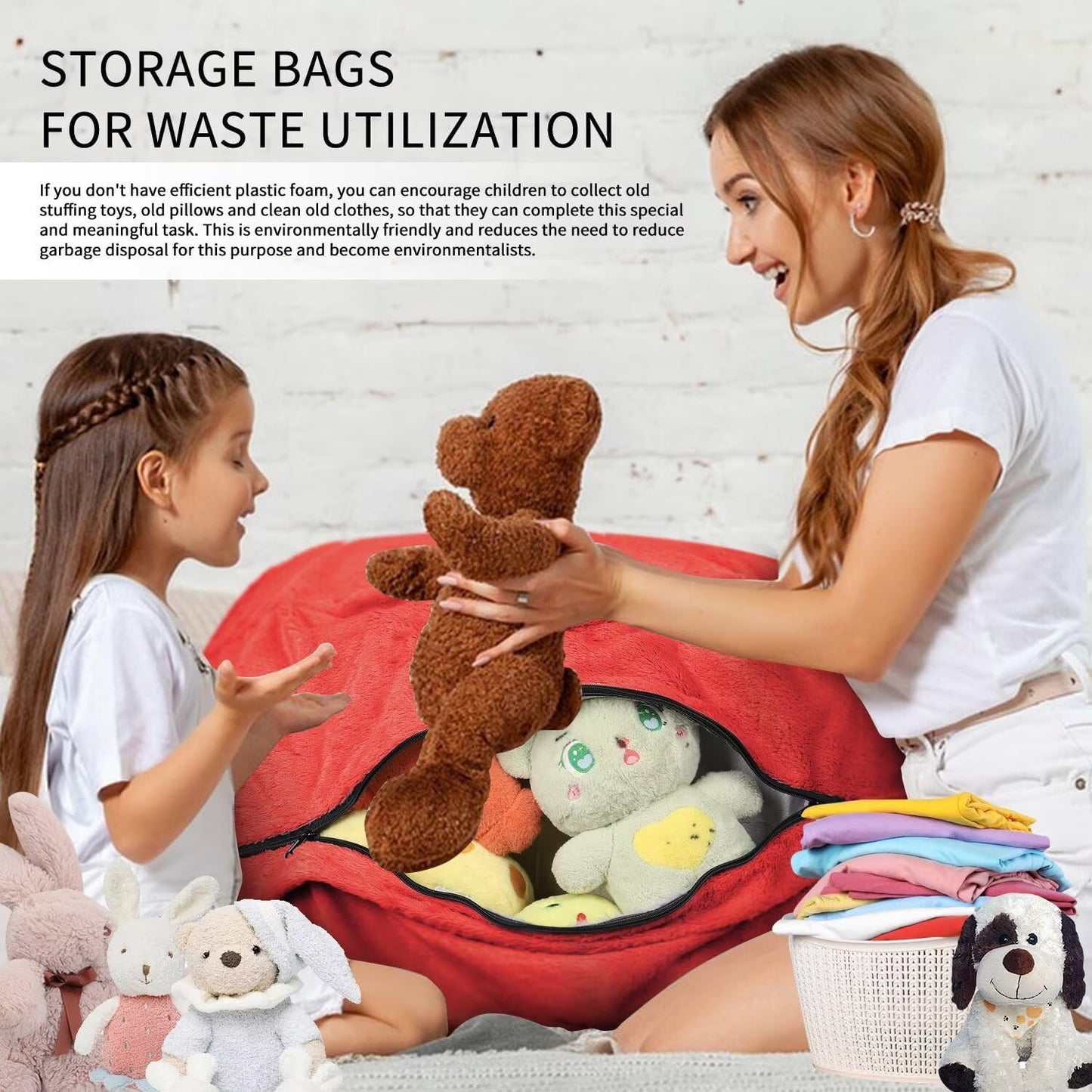 Bean Bag Chair for Adults 5FT,Soft Removable Cover for Teens/Girls Bedroom,Fluffy Giant Round Floor Beanbag Lounger Chairs (No Filler,Big Red)