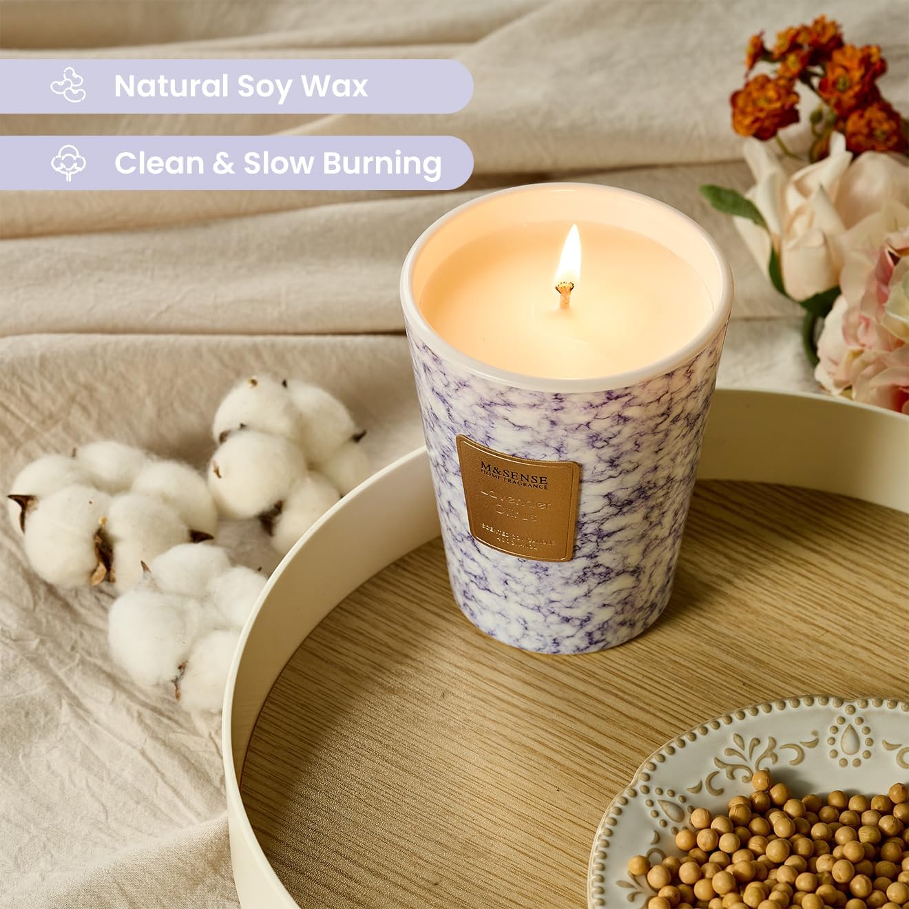 M&SENSE LavenderCitrus Scented Candles for Home, Lead-Free Wick Highly Scented Jar Candles, 14.1 Oz 80 Hours Lasting Burning Candles Gifts for Women, Relaxing Aromatherapy Candle for Stress Relief