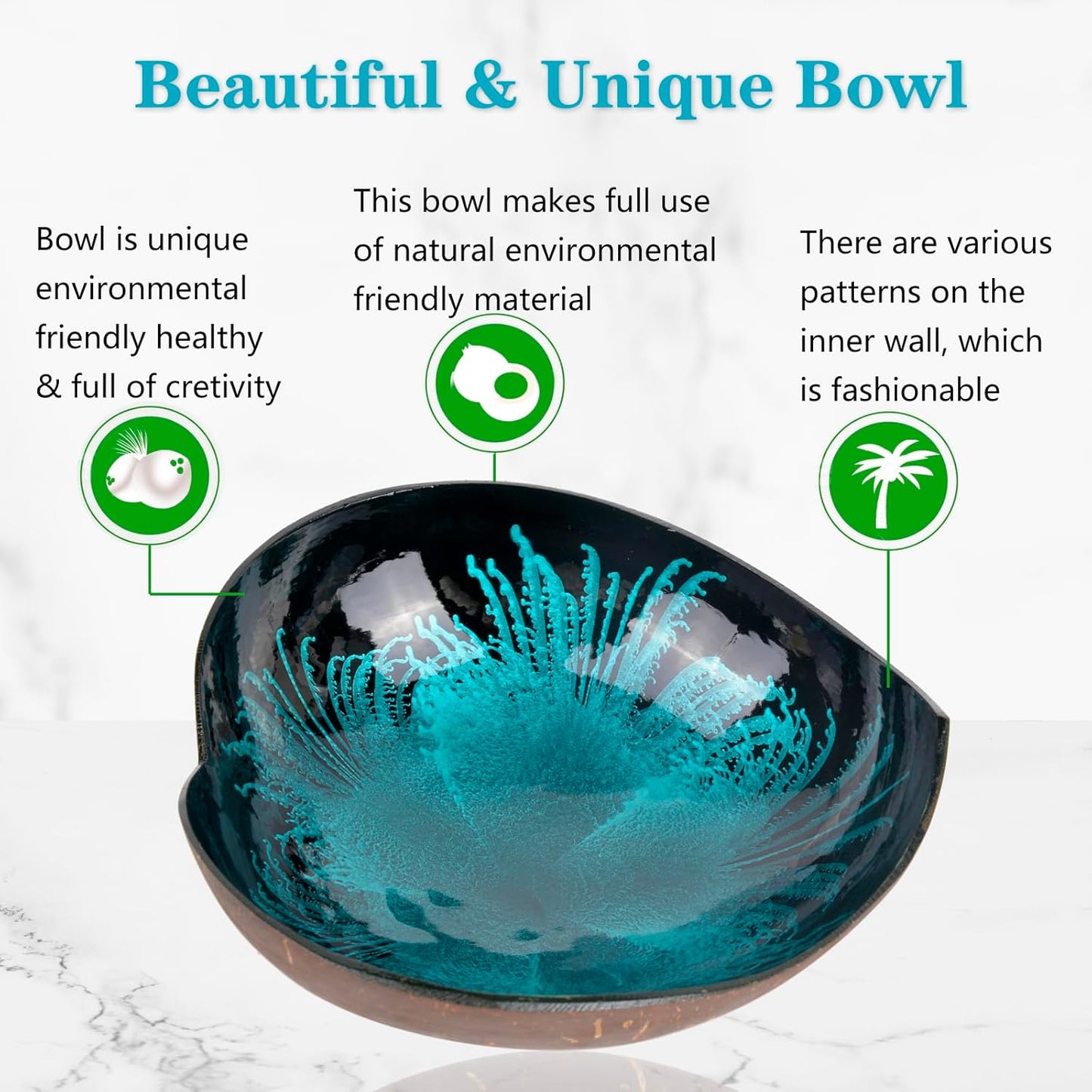 Coconut Bowls Decorative Candy Dish - Heart Acai Bowl, Natural Wooden Candy Dish, Key Bowl Holder for Entryway Table, Yogurt Smoothie Nuts Dessert Container, Rice Fruits Dry Snack Storage Shell Bowls