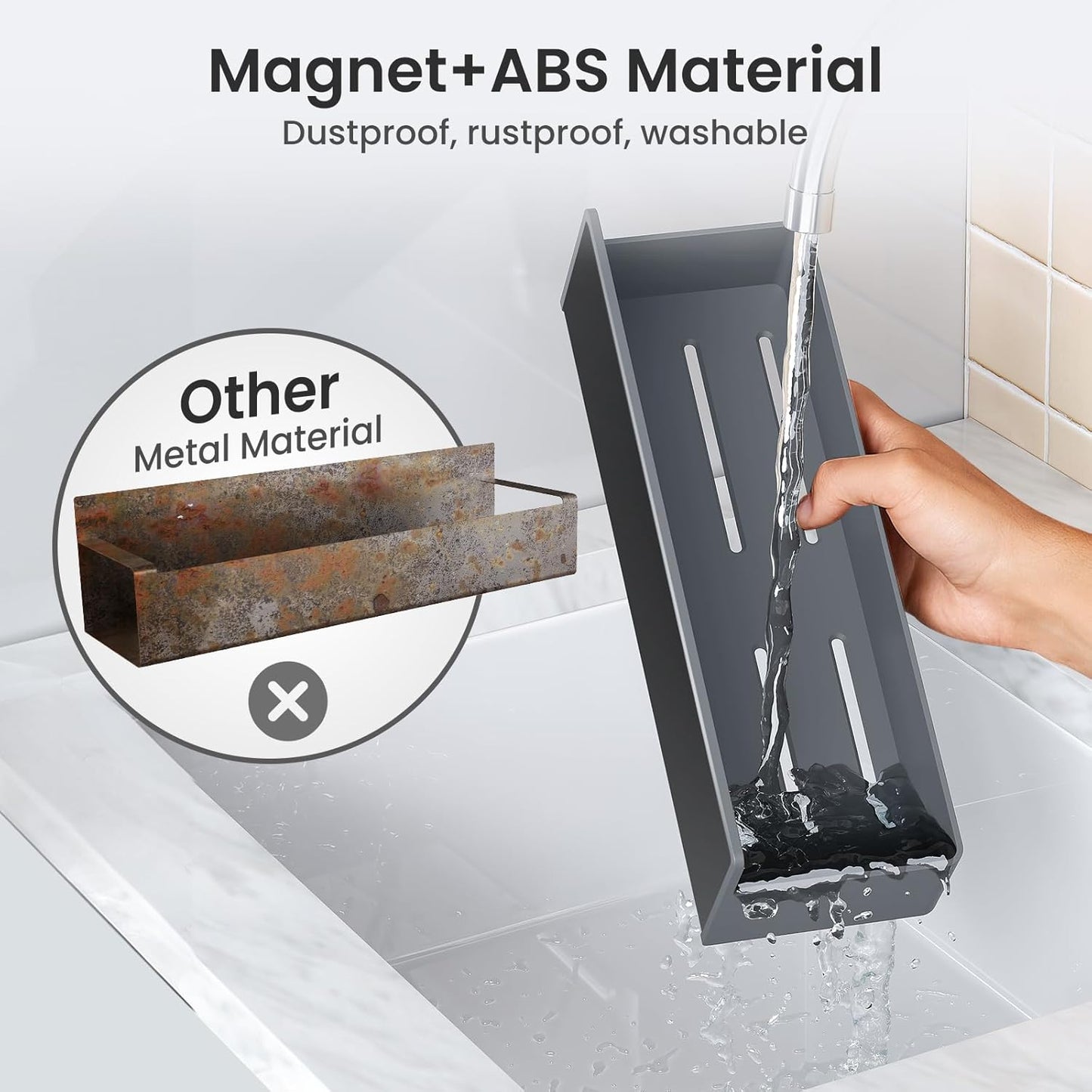 Magnetic Spice Rack for Refrigerator, Kitchen Organizer and Storage Shelf, Grey(2 Pack)