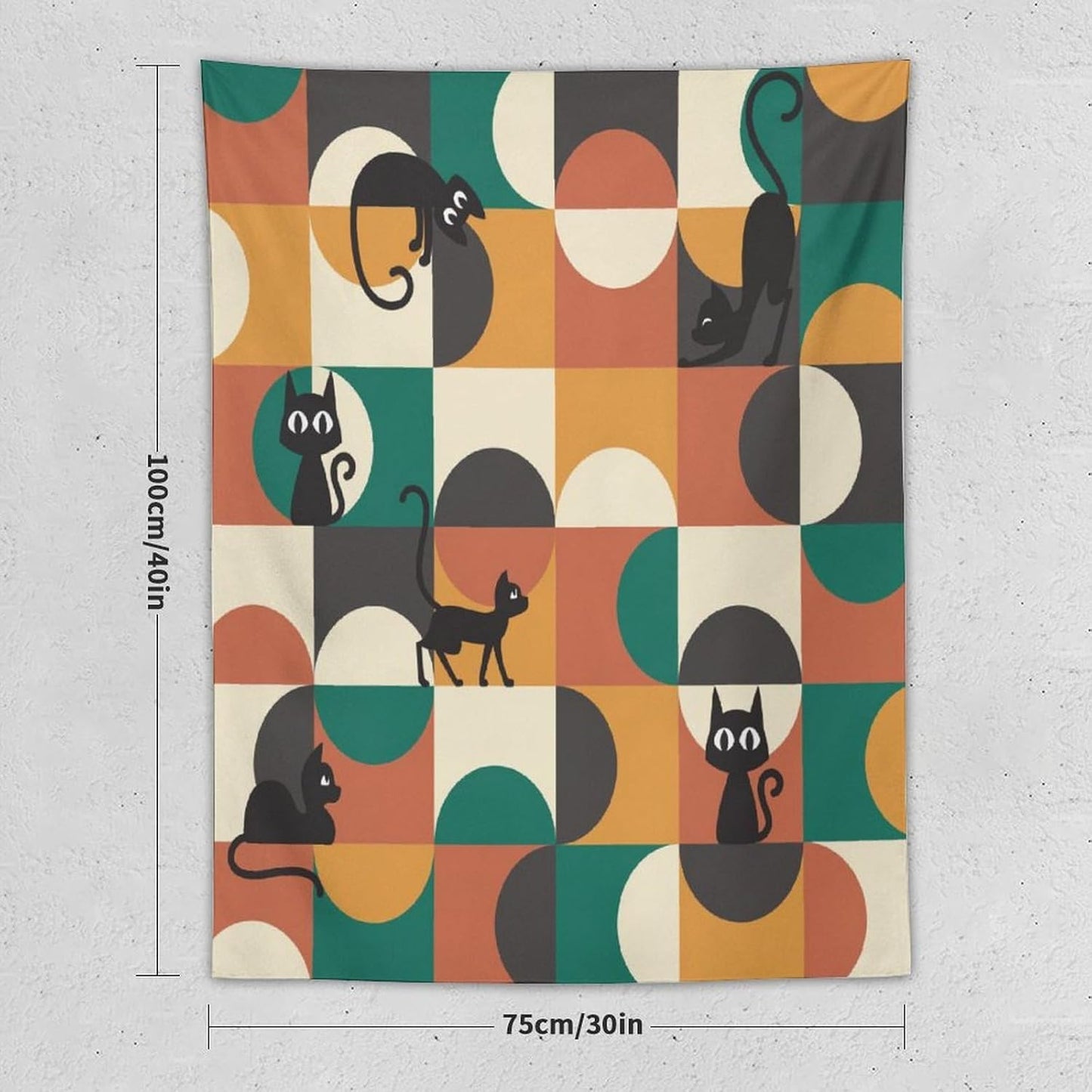 ICMOLYYENLO Boho Medieval Cat Tapestry, Abstract Atomic Starburst Geometric Aesthetic Art Wall Hanging For Bedroom Living Room Dormitory 40x60 Inches