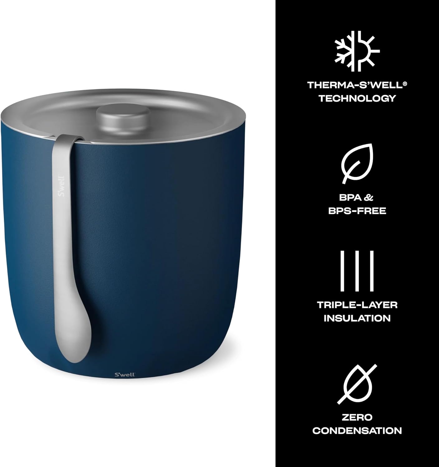 S'well Ice Bucket with Tongs, 68oz, Azurite