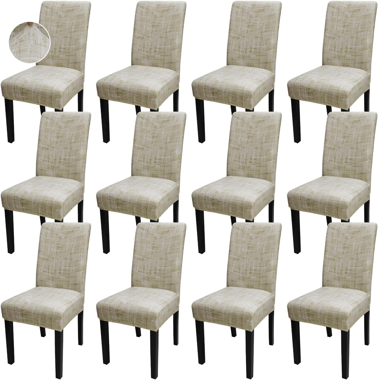 JQinHome Pattern Chair Covers Pack of 12,High Stretch Removable Washable Parsons Chair Slipcover for Home Party Hotel Wedding Ceremony (Stripe Pattern,12PCS)
