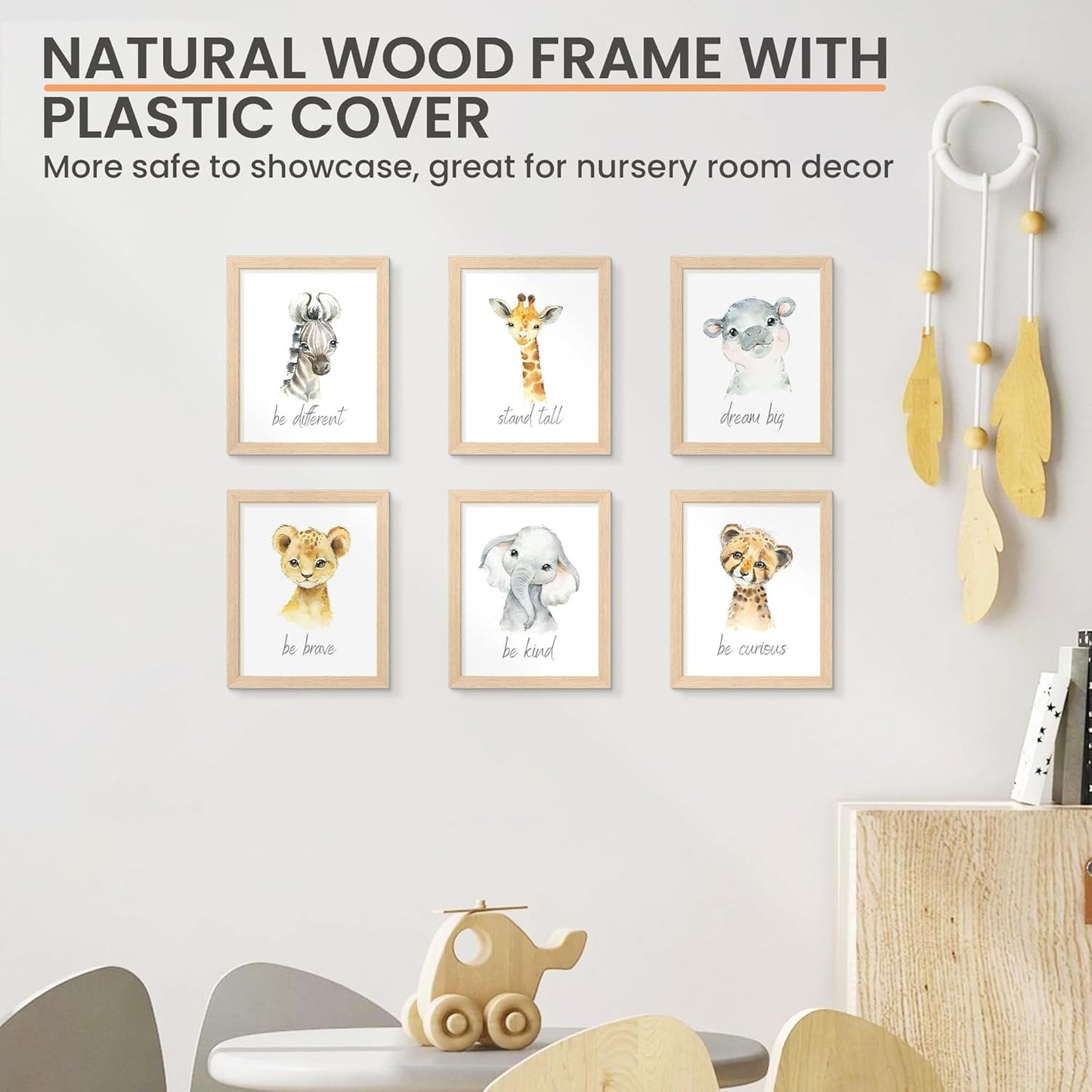 upsimples 8x10 Picture Frame, Natural Solid Wooden Picture Frames, Display 5x7 with Mat or 8 x 10 Without Mat, Wall or Tabletop, 1 Pack, Natural