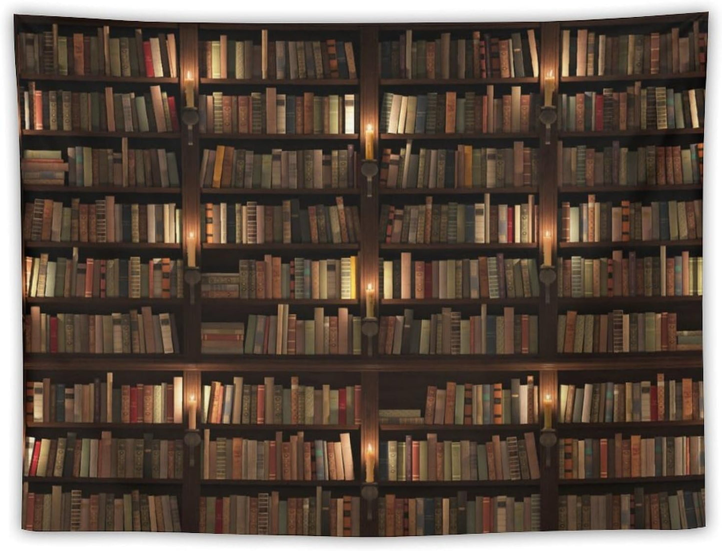 Kurtect Bookshelf Tapestry,Retro Library Bookcase Antique Mid Century Pattern Print Tapestries for Party Beach Picnic Blankets Tablecloths Living Room Wall Deocr, 30x40 in