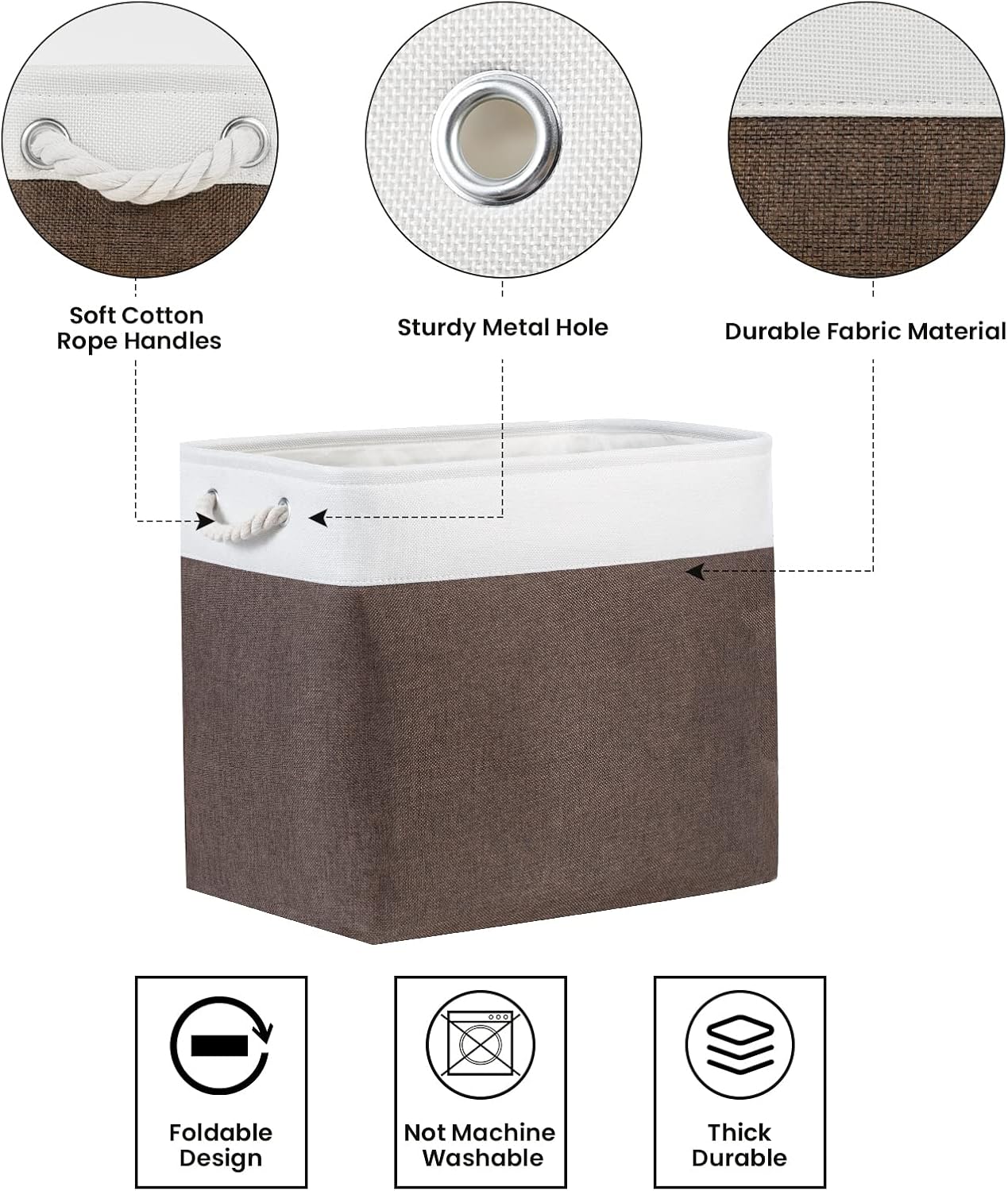 Bidtakay Baskets for Organizing Set of 2 Extra Large Fabric Storage Bins 17x12x15 in Collapsible Laundry Baskets Blanket Basket with Soft Handles Rustic Decorative Stair Basket Dog Toy Bins