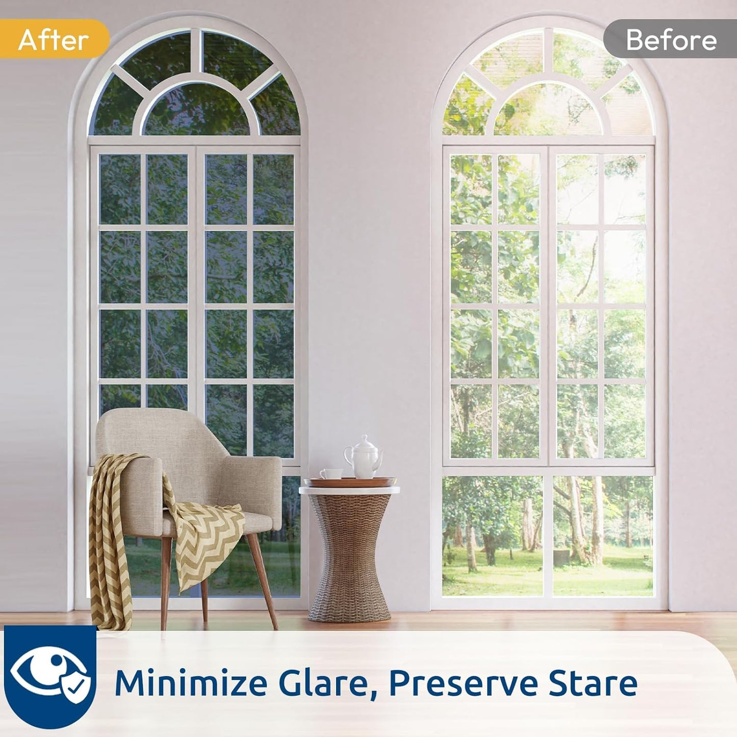 rabbitgoo Window Privacy Film One Way Window Tint for Home, Removable Reflective Heat Sun Blocking Anti UV Glass Door Covering, Mirror Tinting Film House Office, 35.4 in X 32.8 Feet, Blue Silver