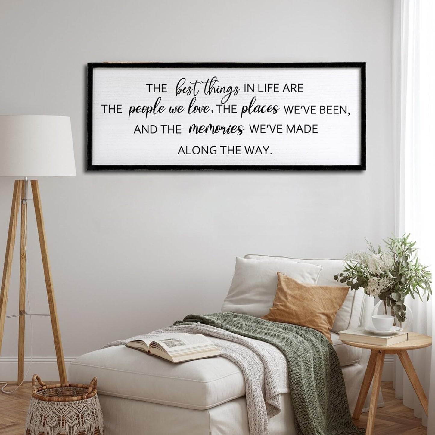 The Best Things in Life Framed Wall Art, 40''×15'' Rustic The Best Things in Life Sign for God Jesus Christ Prayer, Horizontal Holy Inspirational Family Home Decor