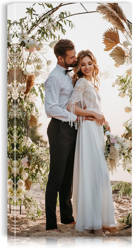 Custom Canvas Prints with Your Photos - Personalized Pictures Print, Customized Photo Gifts, Wall Art Poster Canvas Printing for Wedding, Family, Baby, Pets, Home Office Decor, Wrapped Frame 20x40