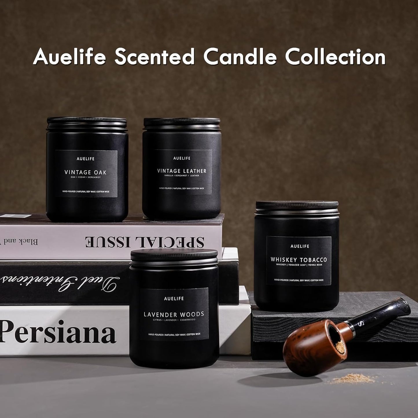 Scented Candles for Men | Lavender & Wood Candle - Candle for Men, Manly Candles for Home Scented, Man Gifts for Him/Friend, 7oz Black Jar