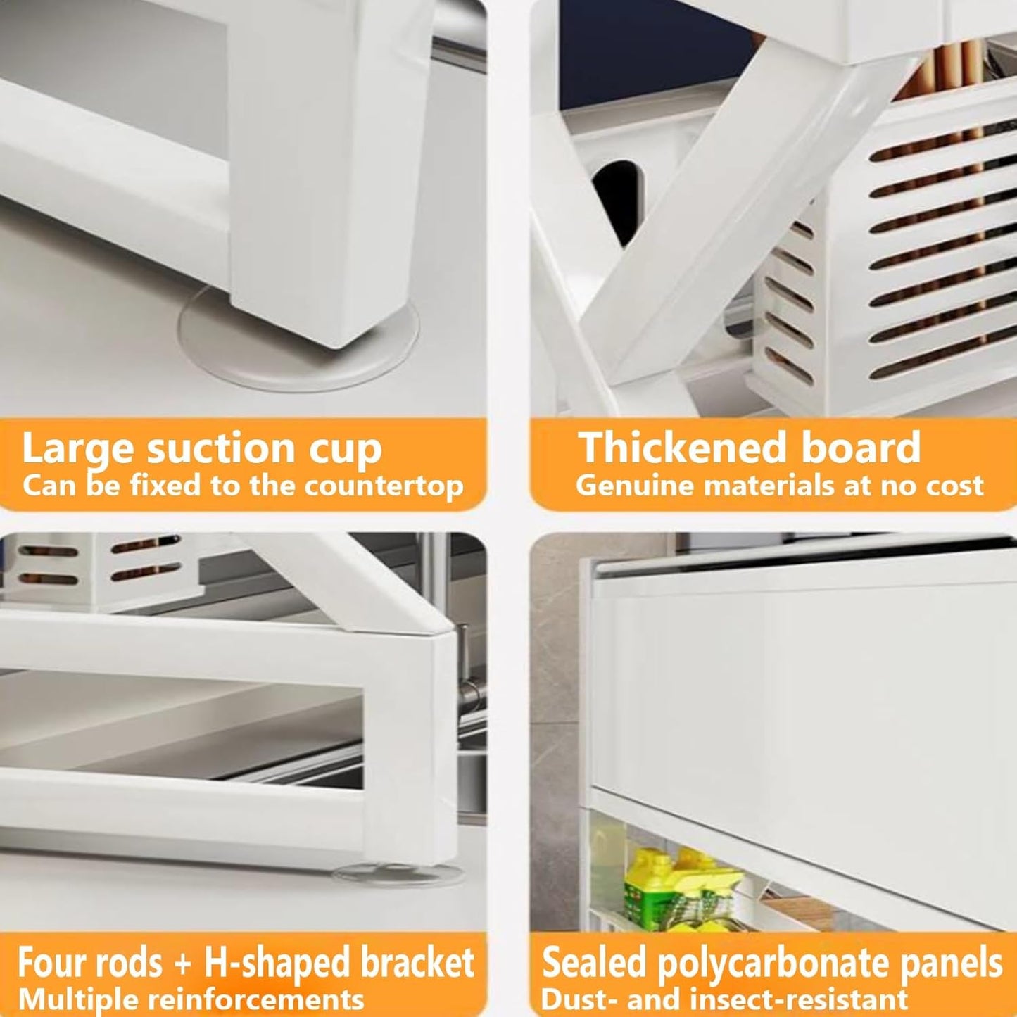 Kitchen sink rack dishwashing sink countertop dustproof cupboard storage multifunctional tableware storage drain rack double layer,KeepKitchen Sink Shlef Organized Space-Saving(Black,75cm/29.5in)