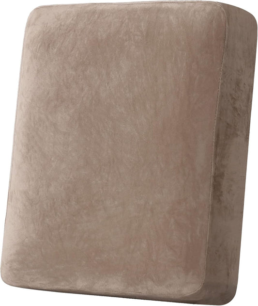 H.VERSAILTEX Velvet Stretch Couch Cushion Cover Plush Cushion Slipcover for Chair Cushion Furniture Protector Seat Cushion Sofa Cover (1 Piece Armchair Cushion Covers, Taupe)