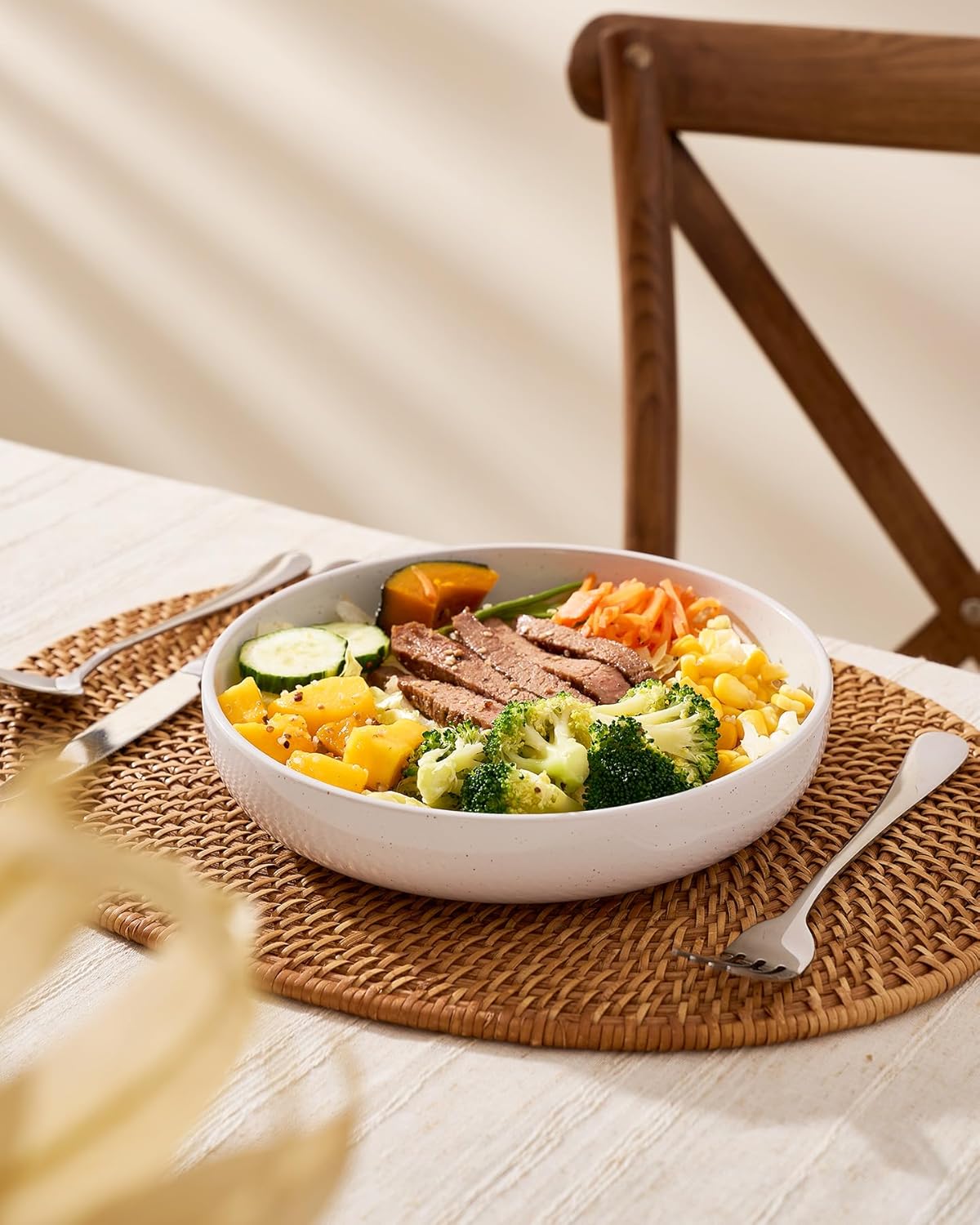 famiware Milkyway 33 oz Bowl Set, Pasta Bowls Set of 6, Salad Bowls Perfect for Your Friend for Housewarming, Thanksgiving, Christmas, White