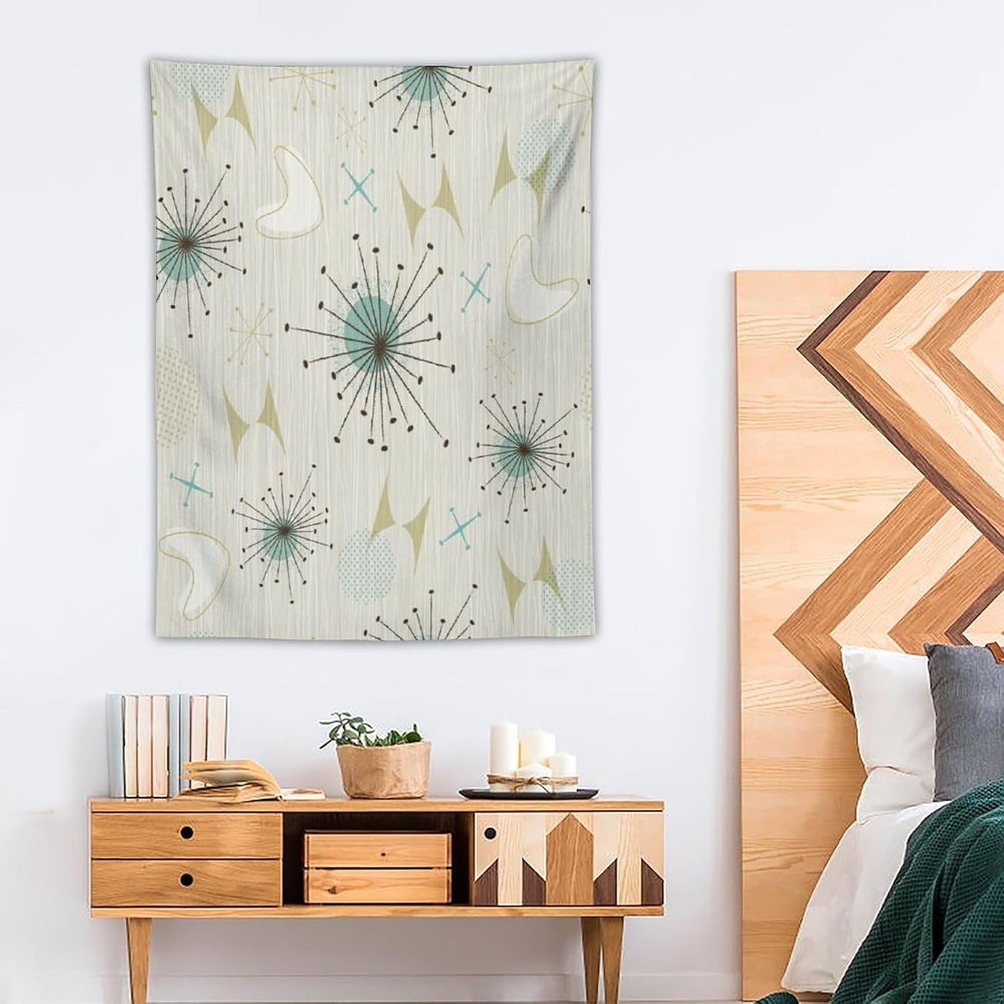 ICMOLYYENLO Boho Medieval Cat Tapestry, Abstract Atomic Starburst Geometric Aesthetic Art Wall Hanging For Bedroom Living Room Dormitory 60x60 Inches