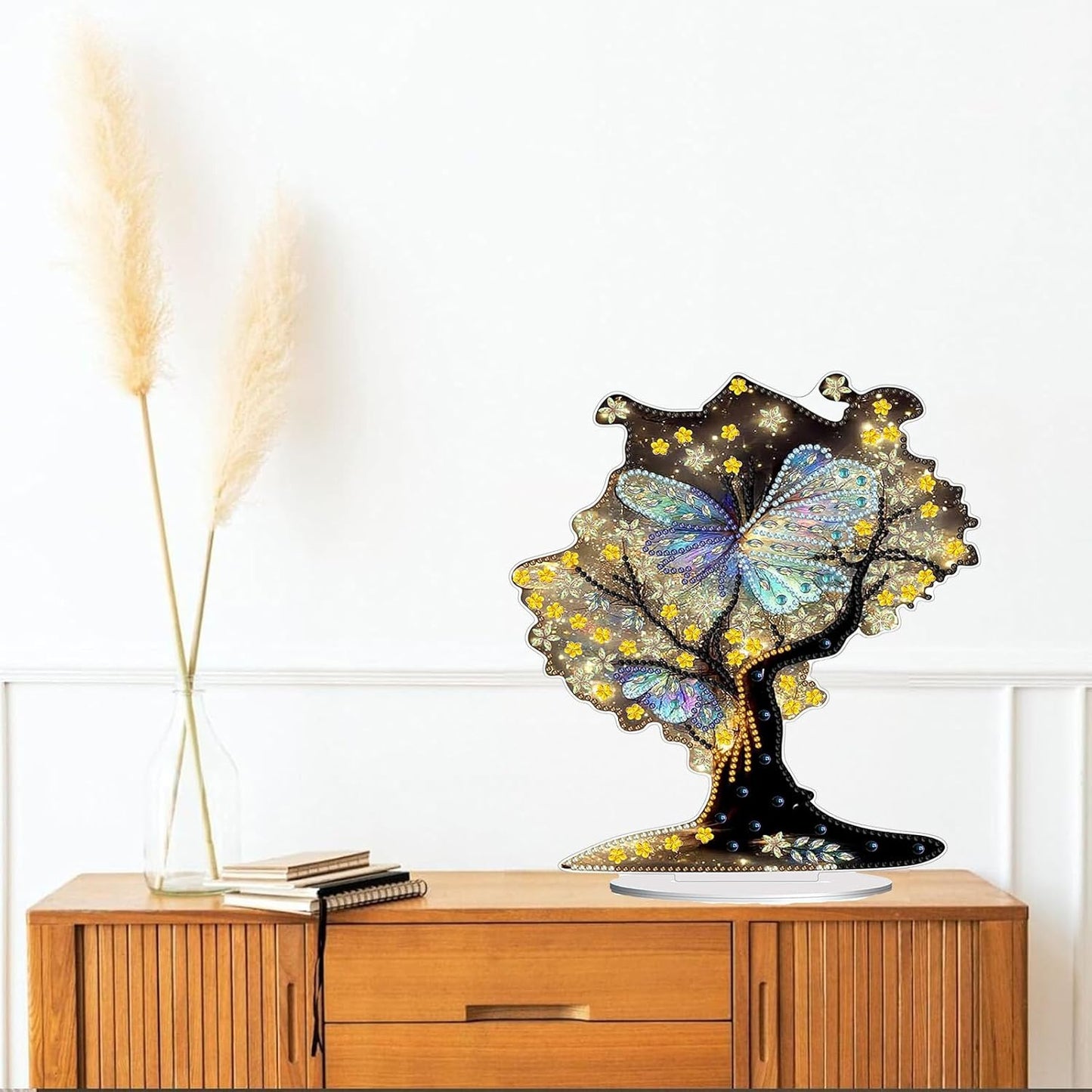 Diamond Painting Kits for Adults Beginners, 5D Full Drill Tree of Life Crystal Art Desktop Ornament, DIY Single Sided Home Office Desk Decor, Creative Craft Gift Set with Tools