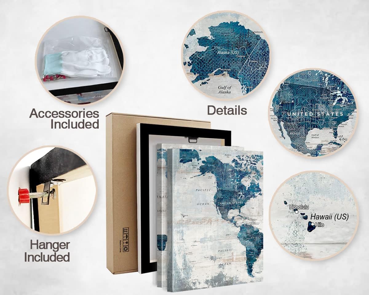 Wall Decor Living Room Motivational Framed Wall Art Large Office Decor for Wall Home Decorations for Bedroom Blue Grey Paintings Dining Room Pictures