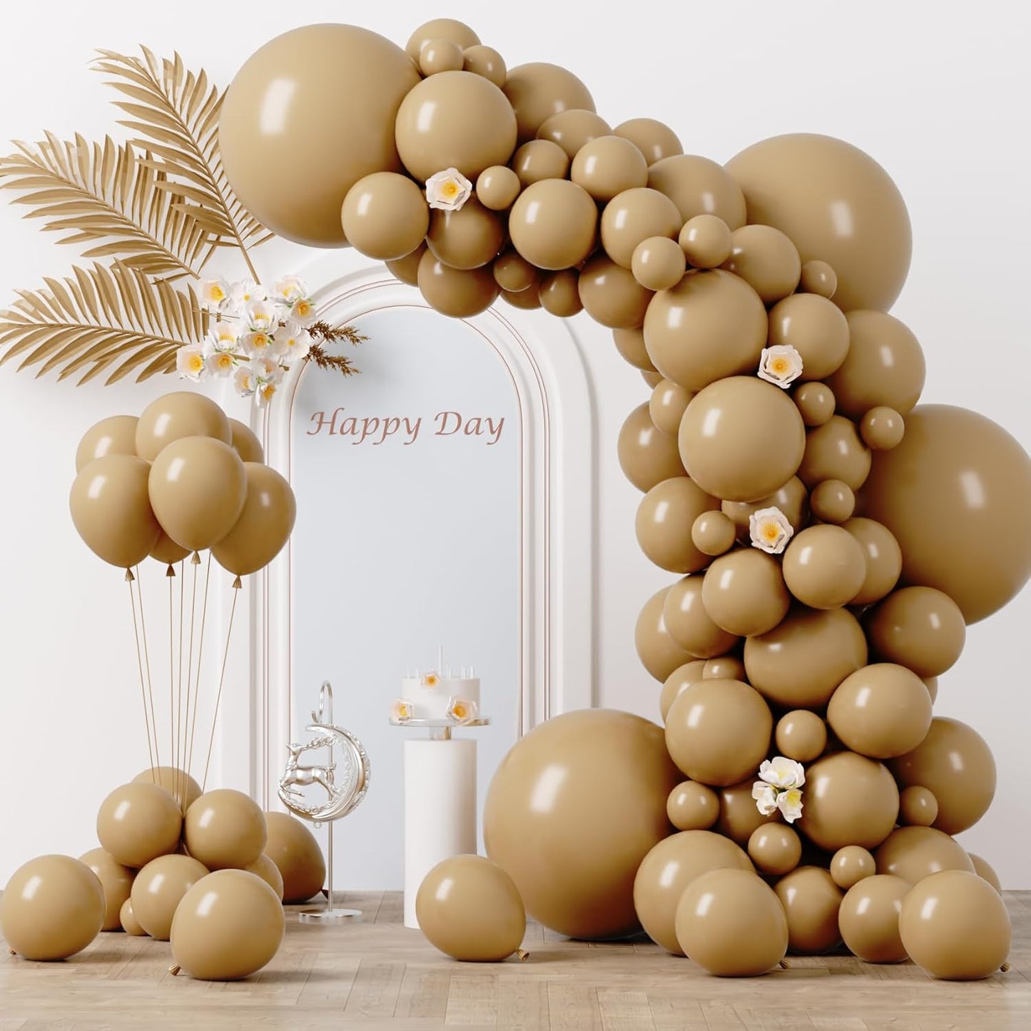 130pcs Tan Balloons Different Sizes 18" 12" 10" 5" Light Brown Latex Balloon Garland Arch Kit for Birthday Baby Shower Graduation Wedding Gender Reveal Anniversary Party Decorations