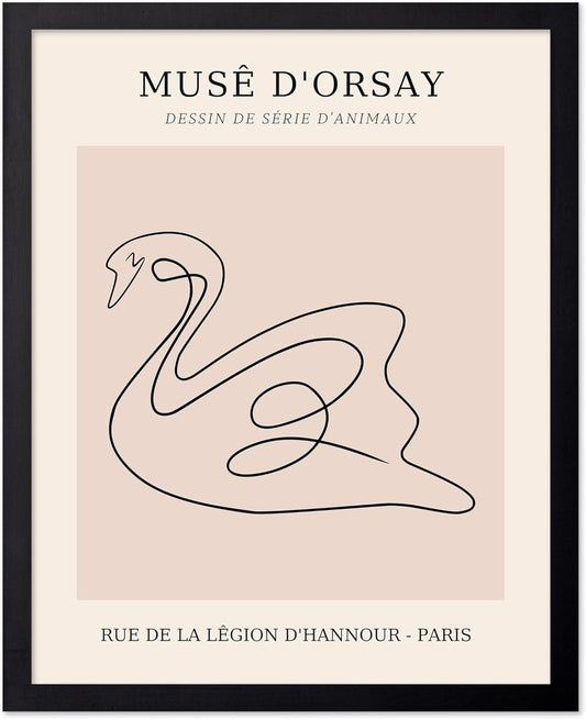 Poster Master Vintage Poster - Retro One Line Swan Drawing Print - Swan Art - Bird Art - Minimal Gift for Her, Animal Lover - Abstract Decor for Home, Office, Bedroom - 11x14 UNFRAMED Wall Art