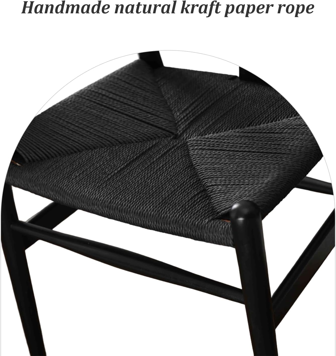 Wishbone Chair Natural Solid Wood Dining Chair/Hans Vegner Y Chair Rattan and Wood Accent Armrest Chairs Set of 2 (Ash Wood - Black)