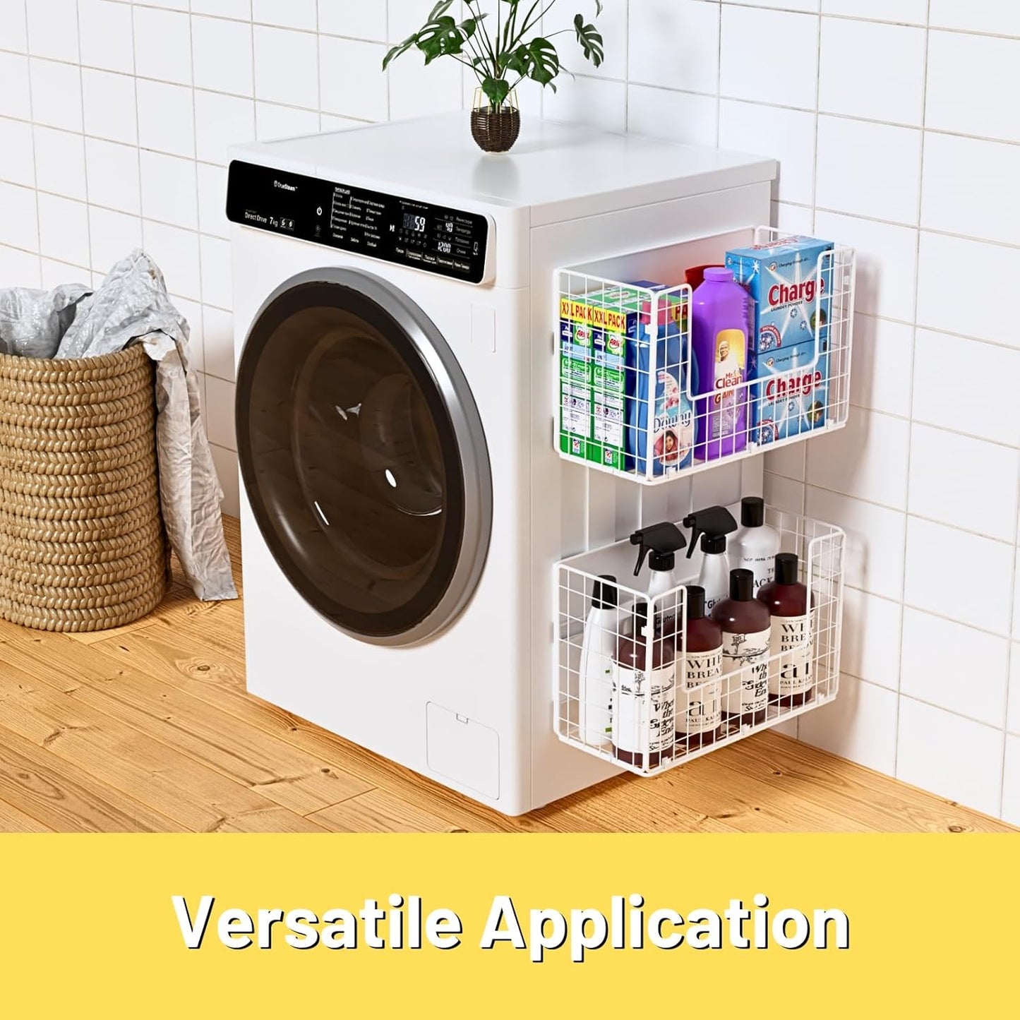 Magnetic Shelf for Fridge, Fruit Potato & Onion Storage Bins, Pantry Organizers & Storage, Large Container Magnetic Basket for Refrigerator, Kitchen Counter,Cabinet Magnetic Fridge Organizer White (2)