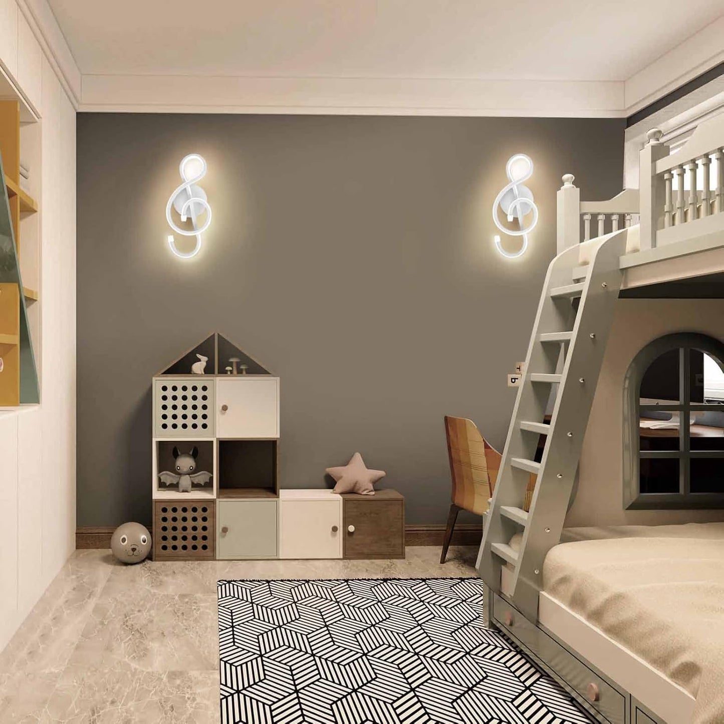 XEYOU 22W Modern Wall Sconce Lighting Indoor LED Creative Wall Light Fixture Music Symbol Art Decoration Wall Lamp for Living Room Bedroom Stair Corridor, White 4500K