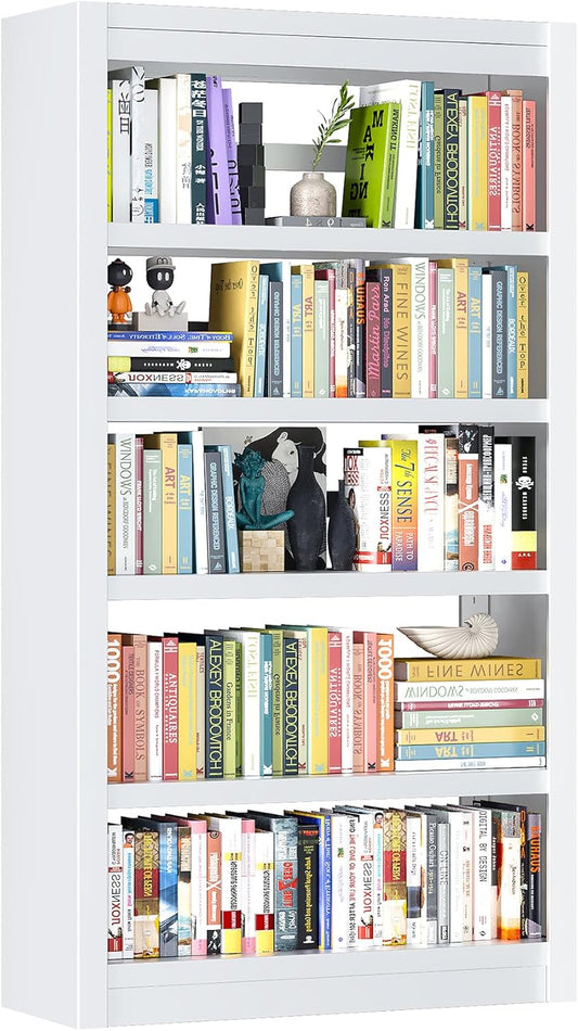 Bookshelf, 5-Tier Sturdy Bookcase, Adjustable Book Shelf, Large Capacity per Shelf, Modern Book Shelf for Living Room, Home Office, Garage, Ideal for Home Organization & Stylish Upgrades