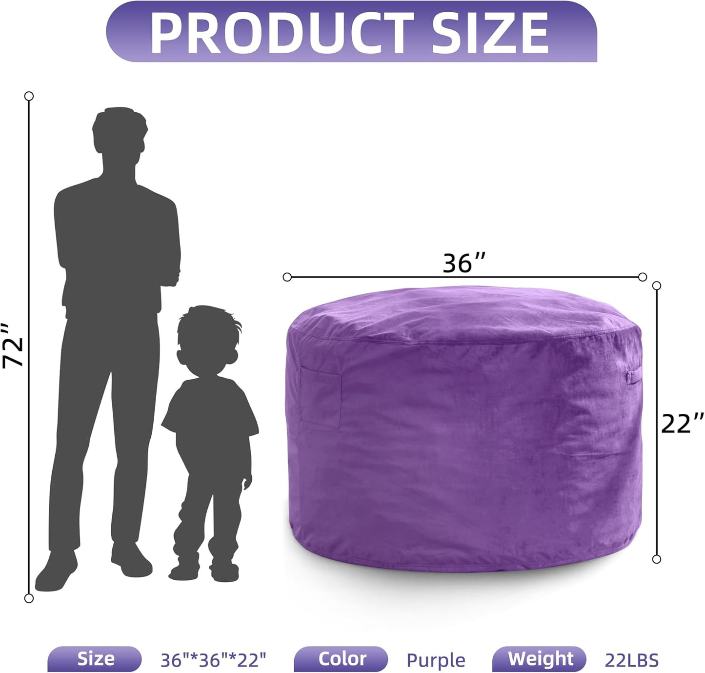 Hobestluk 3FT Bean Bag Chair Giant Bean Bag Chairs for Adults Large Bean Chairs with Removable Cover, Beanbag Chair with Filler, Adult Bean Bag Chairs for Living Room, Bedroom