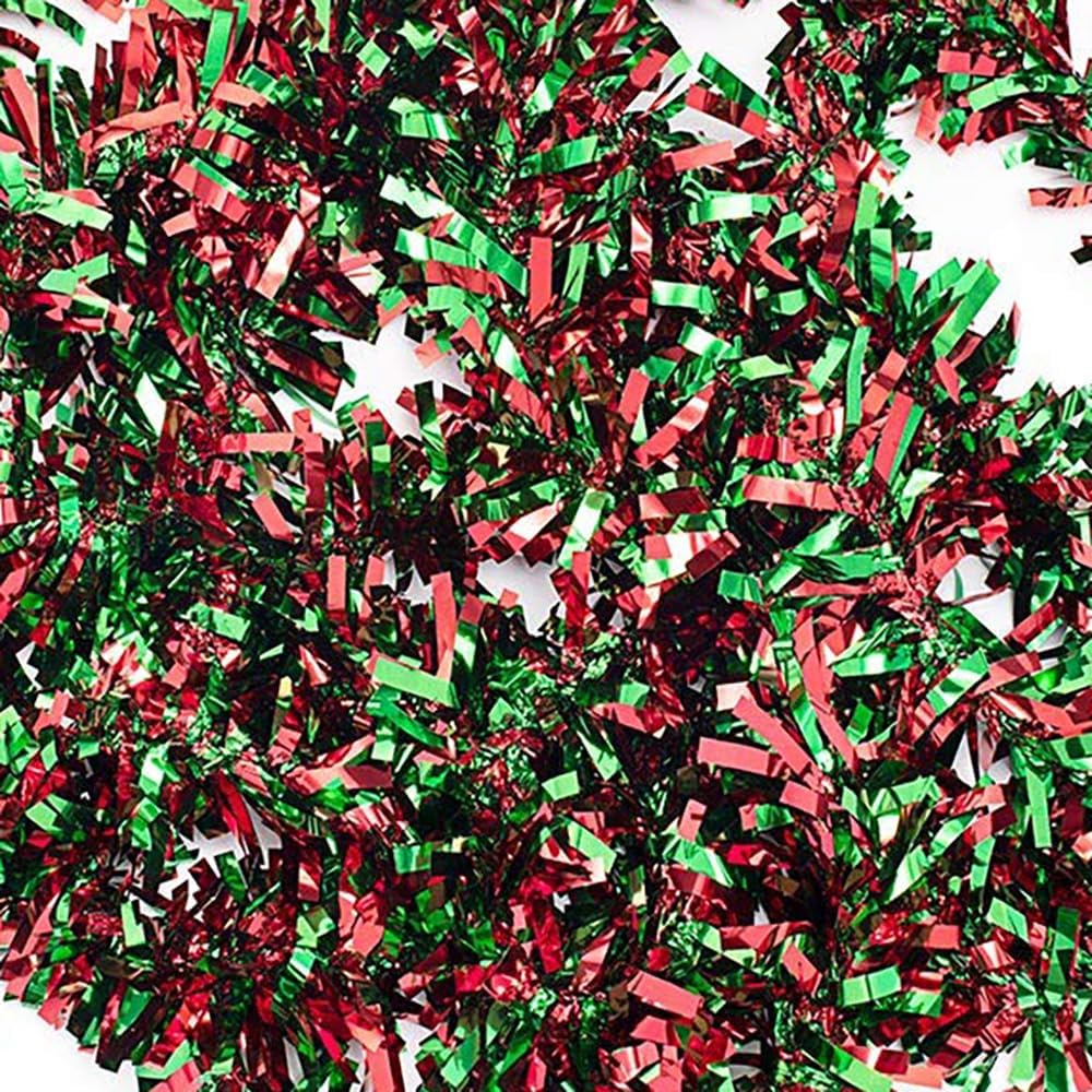 Anderson's Red & Green Metallic Tinsel Twist for Trailer Or Golf Cart, 4 inches Wide x 25 ft Long, Christmas, Birthday, New Year's Eve, Graduation and Holiday Garland Decor for Parties and Parades