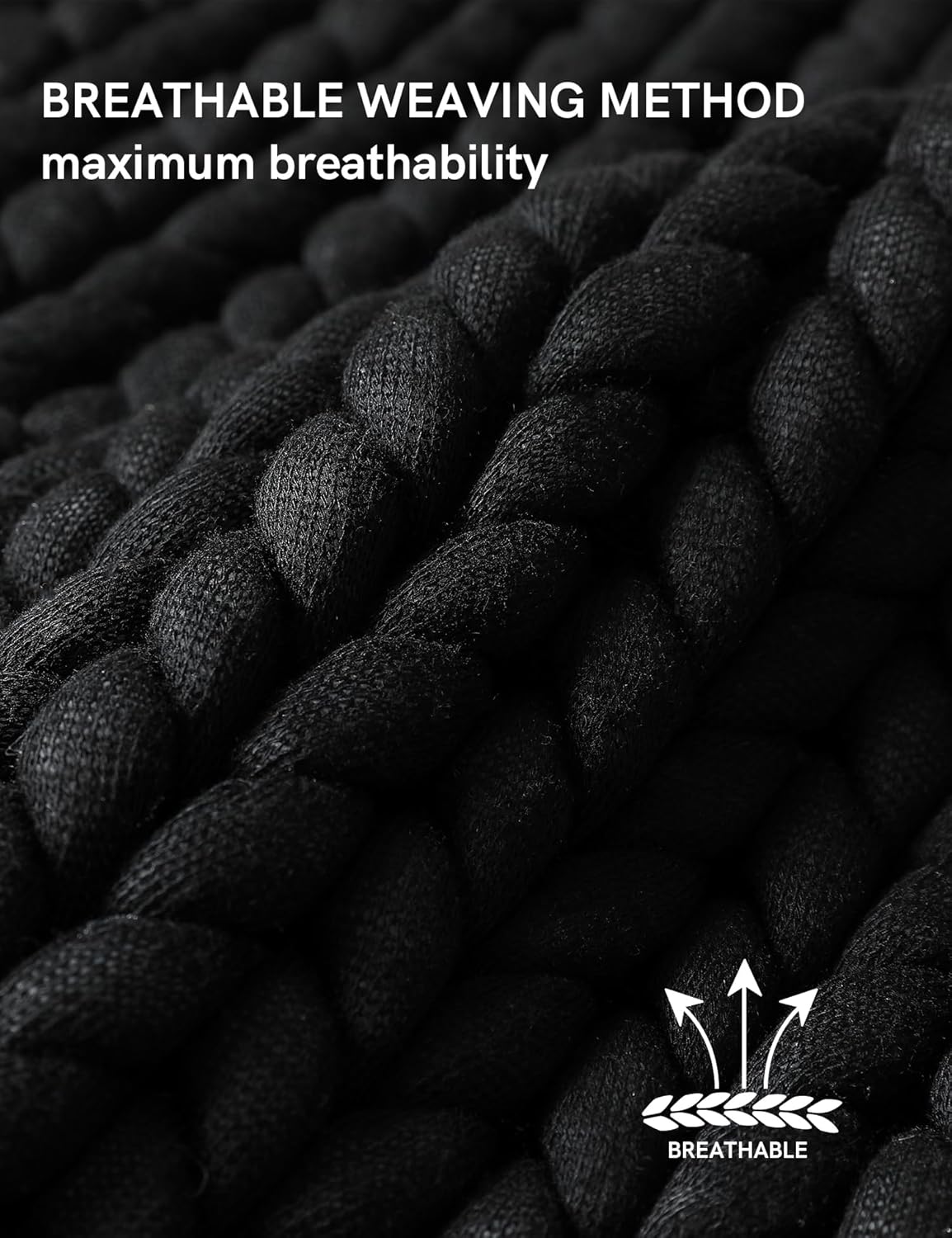 YnM Chunky Throw Blanket, Medium-Weight, Hand Knitted, Skin Friendly, Ventilated and Breathable, Machine Washable, Home Décor Piece for Couch, Sofa and Bed (Black, 40x50 Inch)