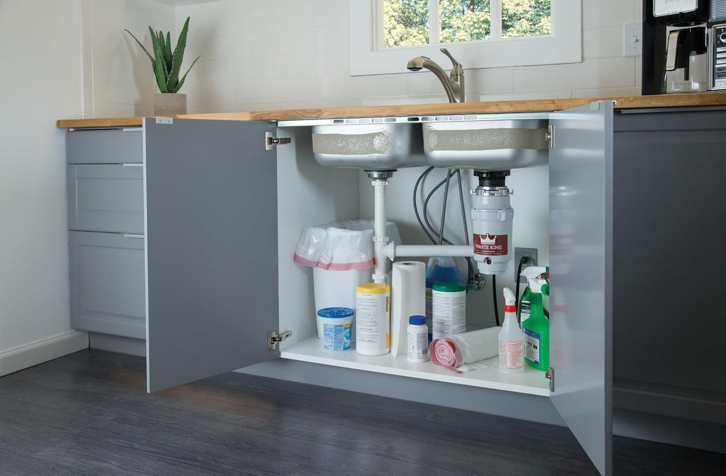 Waste King Garbage Disposal for Kitchen Sink with Power Cord, Compact Food Waste Disposer, L-111