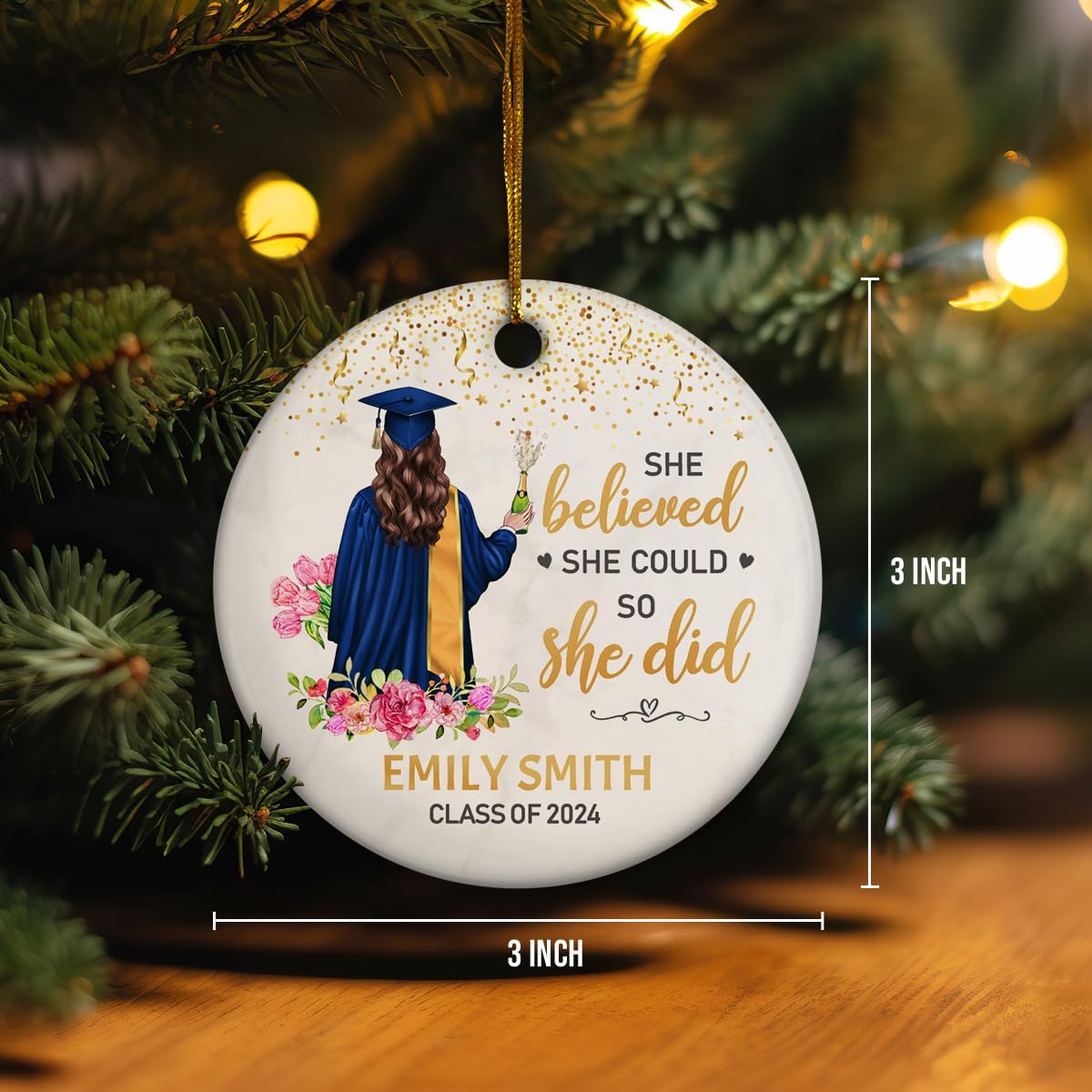 Personalized Graduation Christmas Ornament Class of 2024 Graduate Ceramic Ornaments Graduation Keepsake Gifts Xmas Tree Decorations