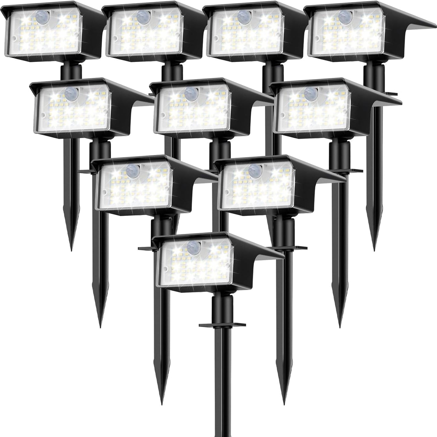 nipify Solar Spot Lights Outdoor Motion Sensor, [10 Pack/62 LED] 3 Modes Solar Spotlights Outdoor Waterproof IP65, 2-in-1 Solar Landscape Lighting Yard Lights for Garden Patio Walkway, Cool White