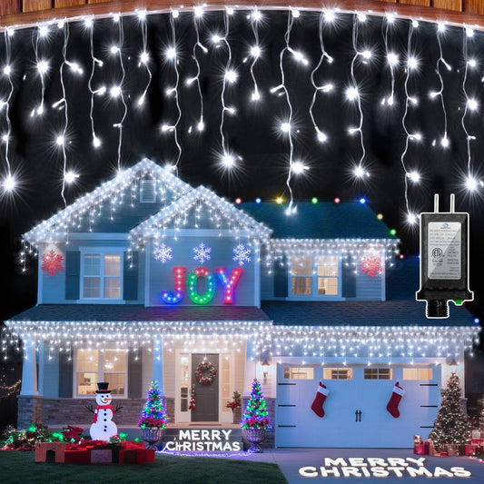 792 LED Christmas Lights with 176 Drops,82ft 8 Modes Fairy Hanging String Lights with Time Waterproof, Plug-in Christmas String Lights for Holiday Wedding Party Christmas Decorations(Cool White)