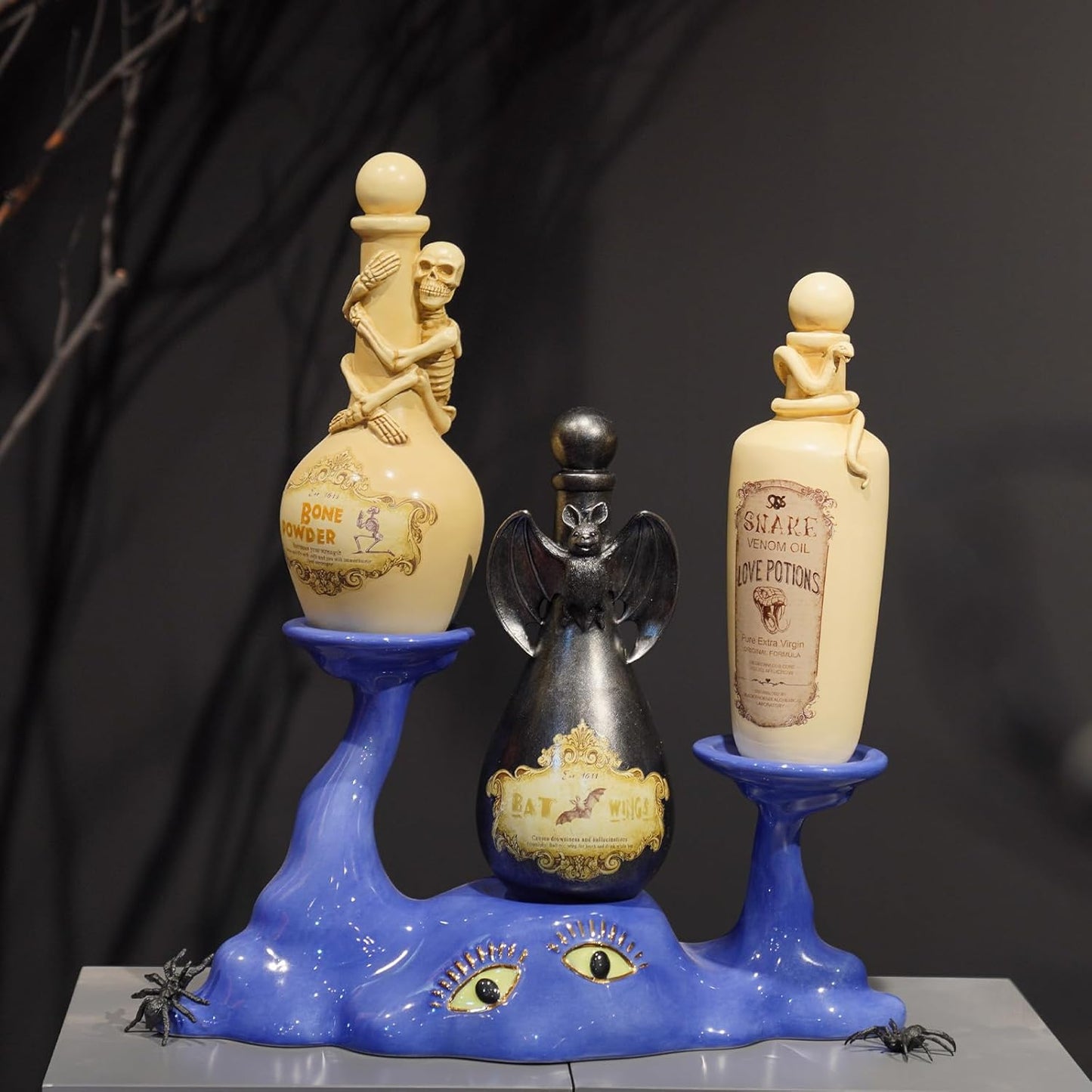 Cynkeyee Halloween Decorations Posion Bottles - Resin Snake Spooky Home Decor Halloweens Witch Potion Bottles Scary Halloween Party Decorations Indoor 3.5x3.5x10.5 Inch