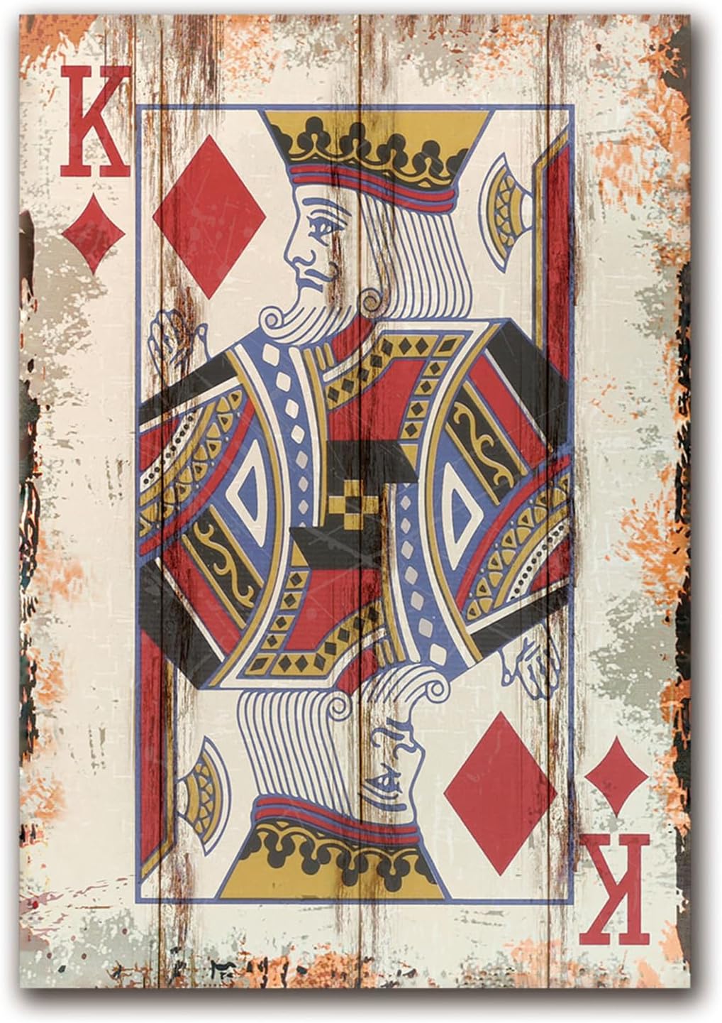 Poker Canvas Wall Art Print King of Dianmonds Game Room Wall Art Print Wall Decor Prints Poster With Framed