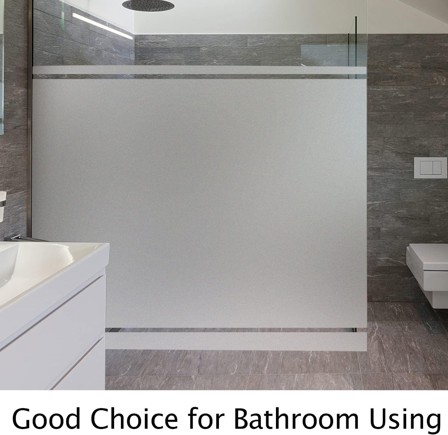 HIDBEA Frosted Window Privacy Film Heat Control UV Blocking, Static Cling Non-Adhesive Reusable Door coverings for Bathroom Home Office (Frosted 29.5 Inch x 6.5 Feet)