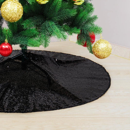 Partisout Black Sequin Tree Skirt Glitter Christmas Trees Skirts Colorful Holiday Halloween Celebration Supplies