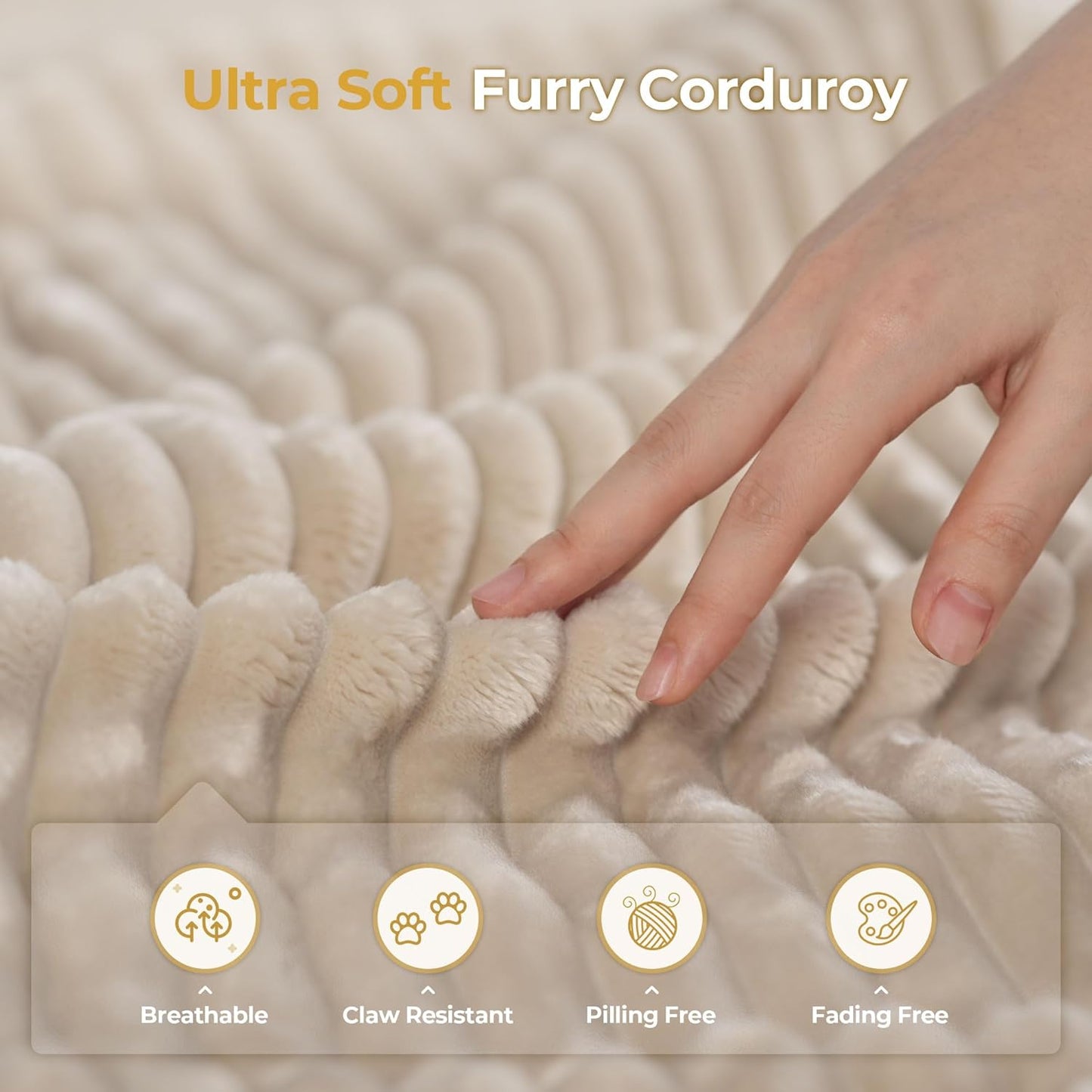 HOOOWOOO Modular Sectional Sofa,7 Pieces Sectional Couches for Living Room,131X66 U Shaped Cloud Couch with Ottoman Chaise Set(Beige Velvet Corduroy)